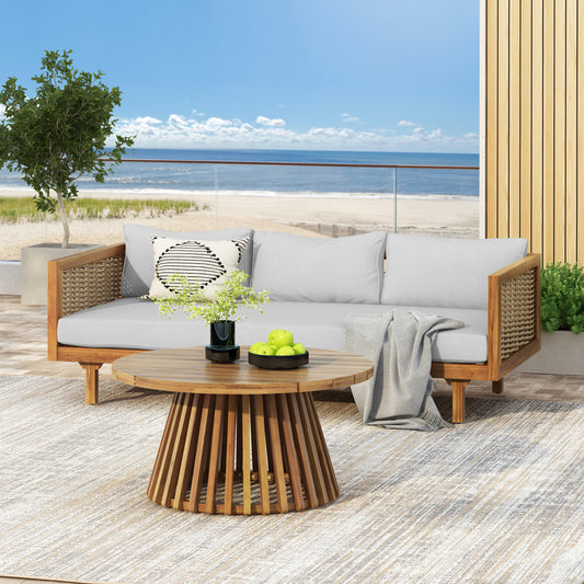 PATIO FURNITRE SETS : CLAREMONT 3 SEATER DAYBED + ACACIA WOOD TABLE