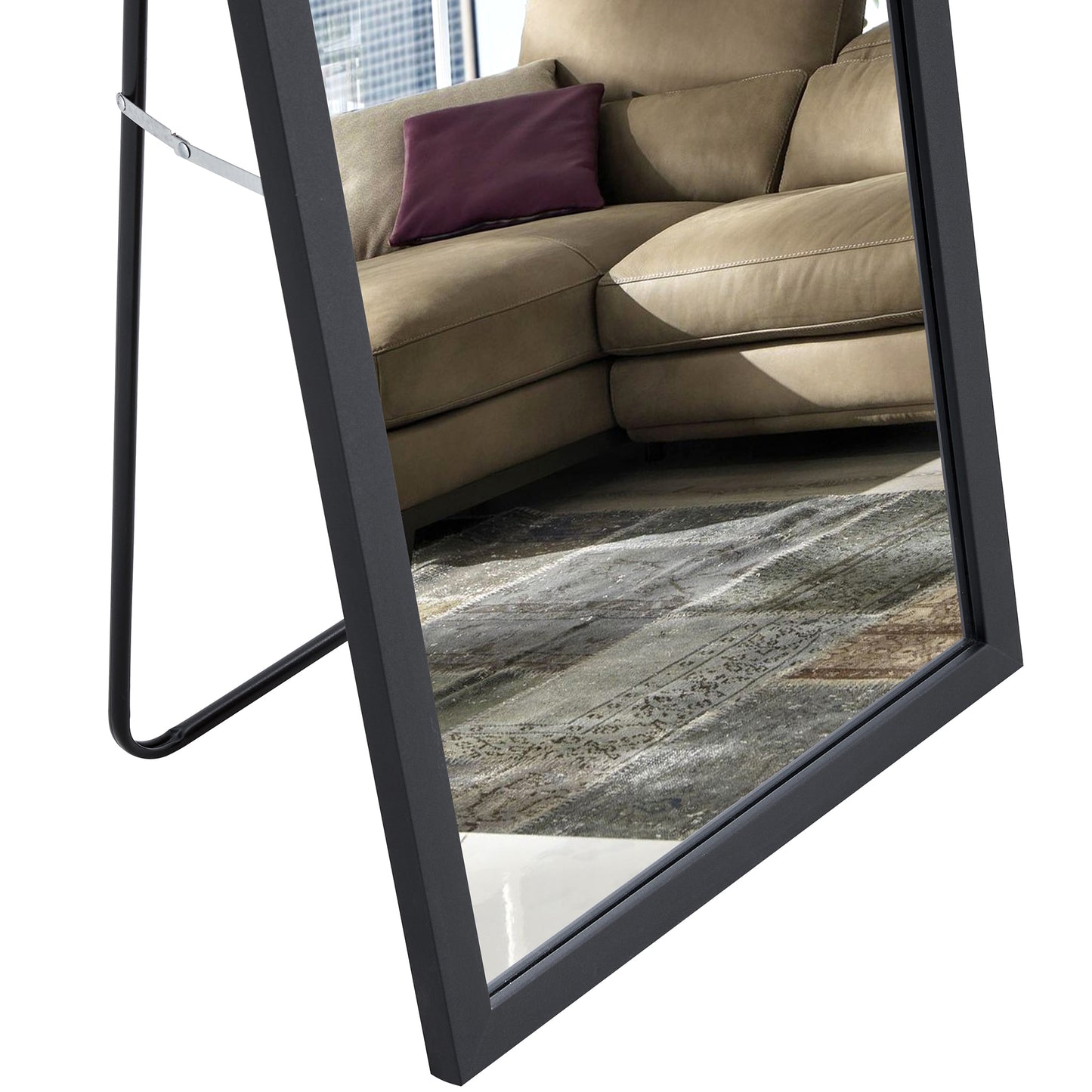 Third generation, black thick wooden frame full body mirror, large floor standing mirror, dressing mirror, decorative mirror, suitable for bedrooms, living rooms, clothing stores57.9"*18.1"