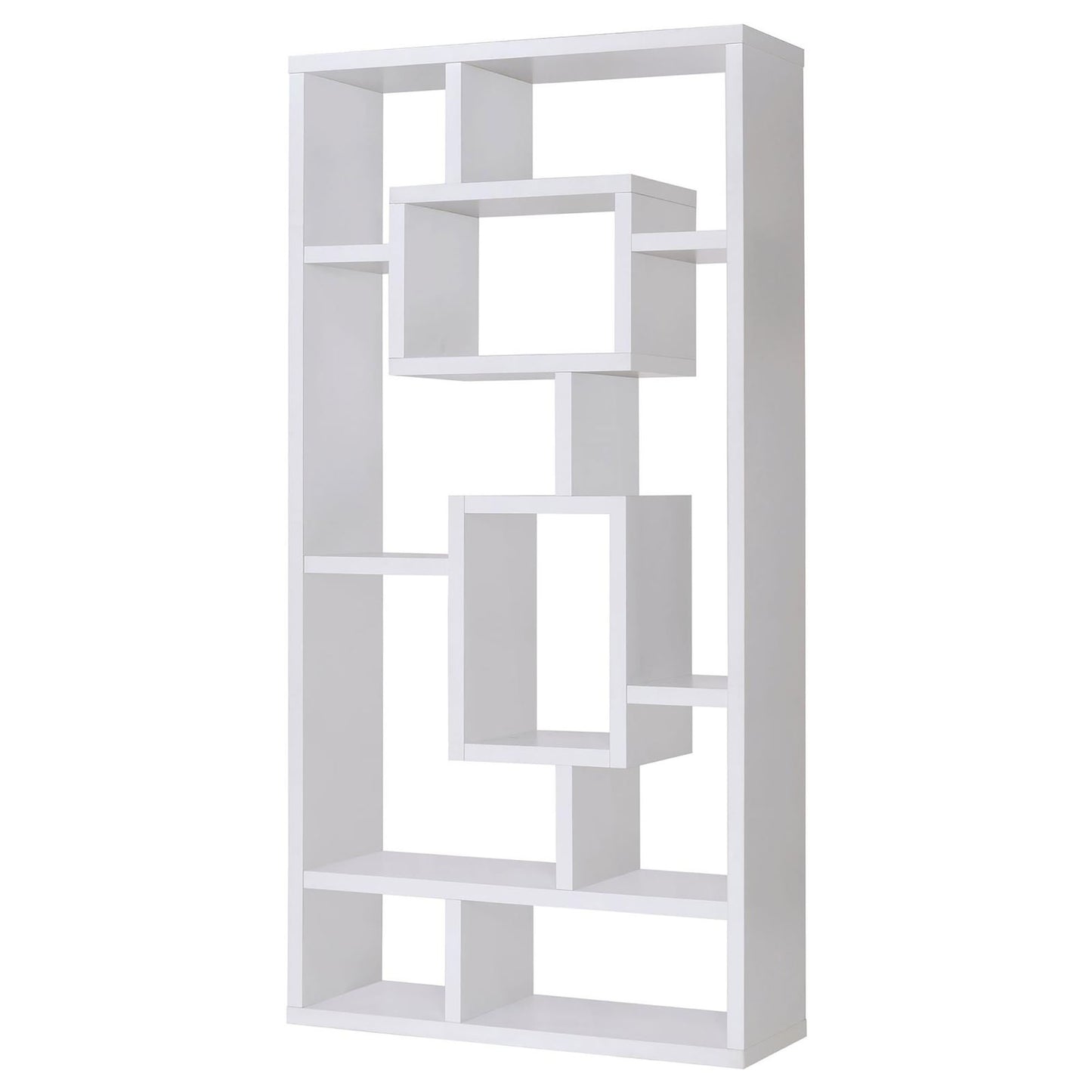 White 10-Shelf Open Back Bookcase