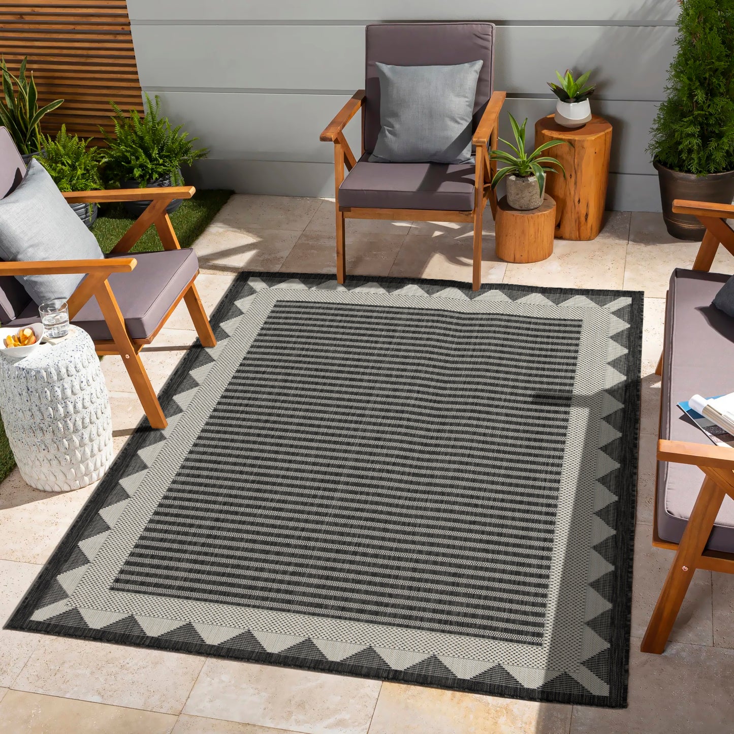 Sunshine GC_HAR2014 Anthracite 5 ft. 3 in. x 7 ft. 3 in. Indoor/Outdoor Area Rug