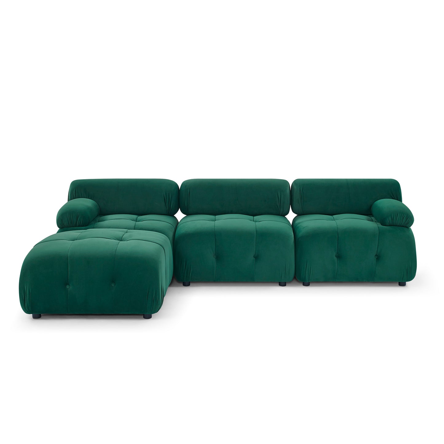 Modular Sectional Sofa, Button Tufted Designed and DIY Combination,L Shaped Couch with Reversible Ottoman, Green Velvet
