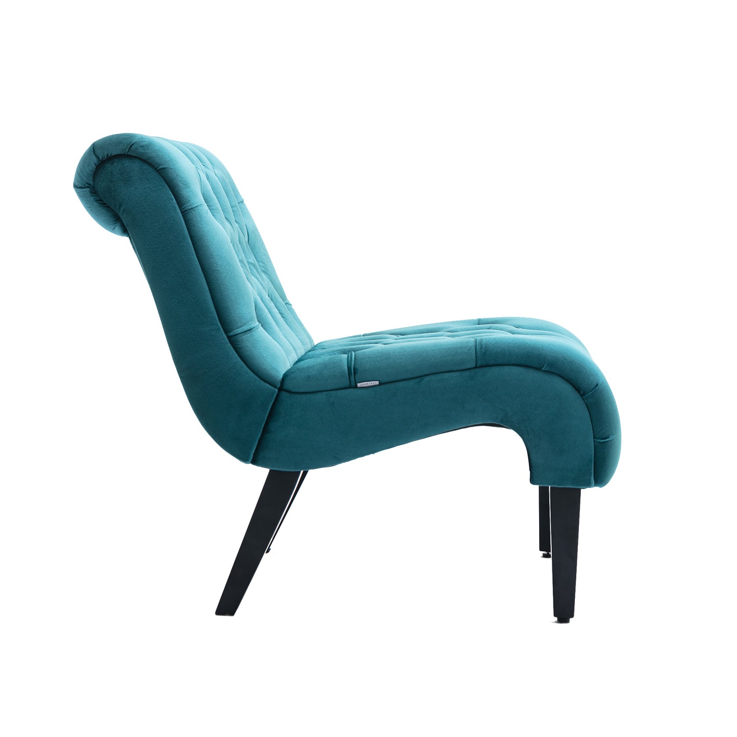 COOLMORE Modern Velvet Armless Accent Living Room Chair / Leisure Chair,Upholstered Fabric Button Comfortable Chair with Wooden Legs for Bedroom, Living Room, Office (Teal Velvet)