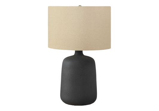 Lighting, 24'h, Table Lamp, Black Ceramic, Beige Shade, Contemporary