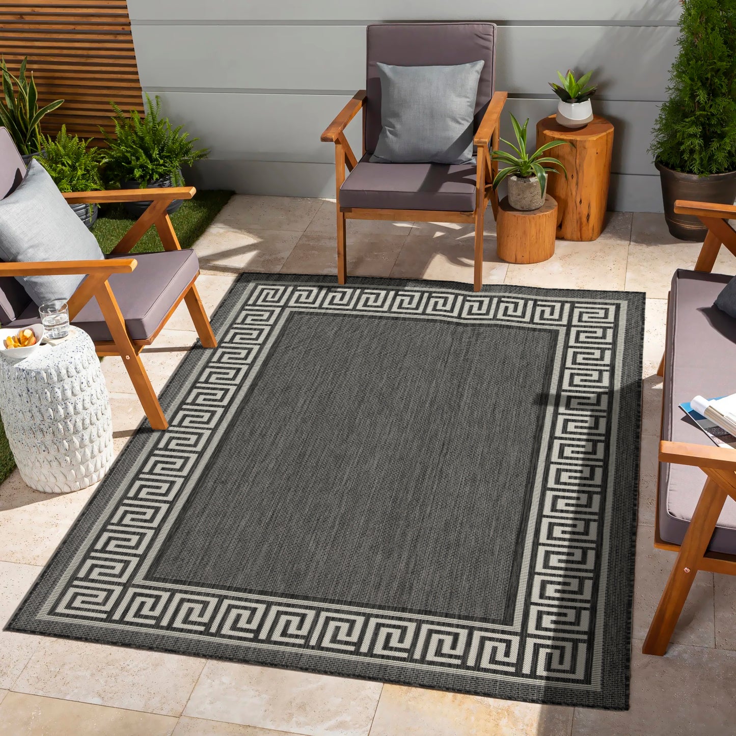 Sunshine GC_HAR2002 Anthracite 5 ft. 3 in. x 7 ft. 3 in. Indoor/Outdoor Area Rug