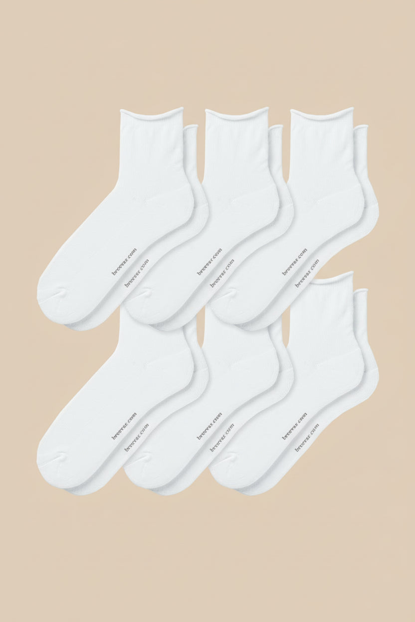 6-Pack Women's Roll Top Socks