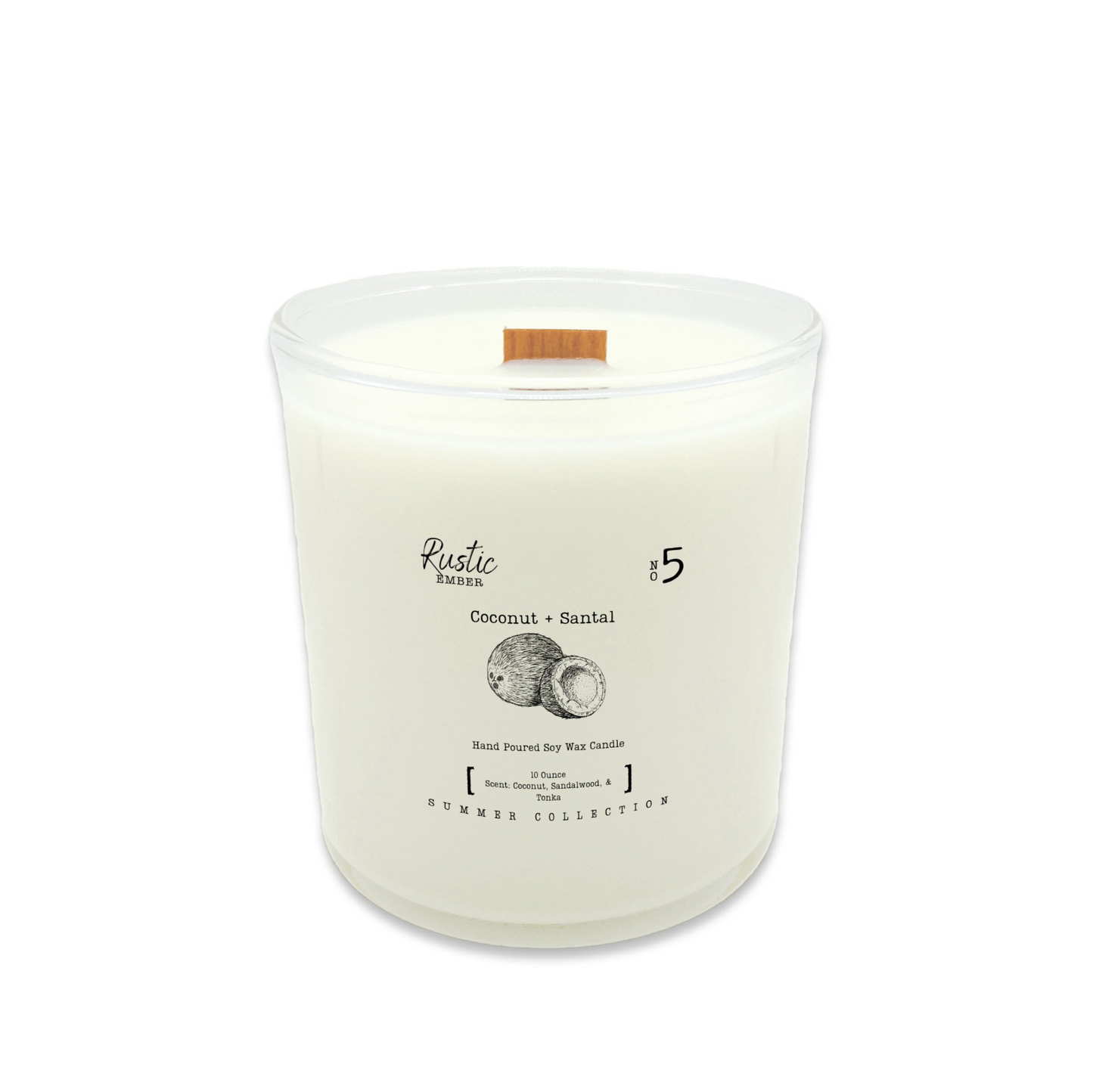 Coconut Santal | 10 Ounce Candle | Rustic Ember