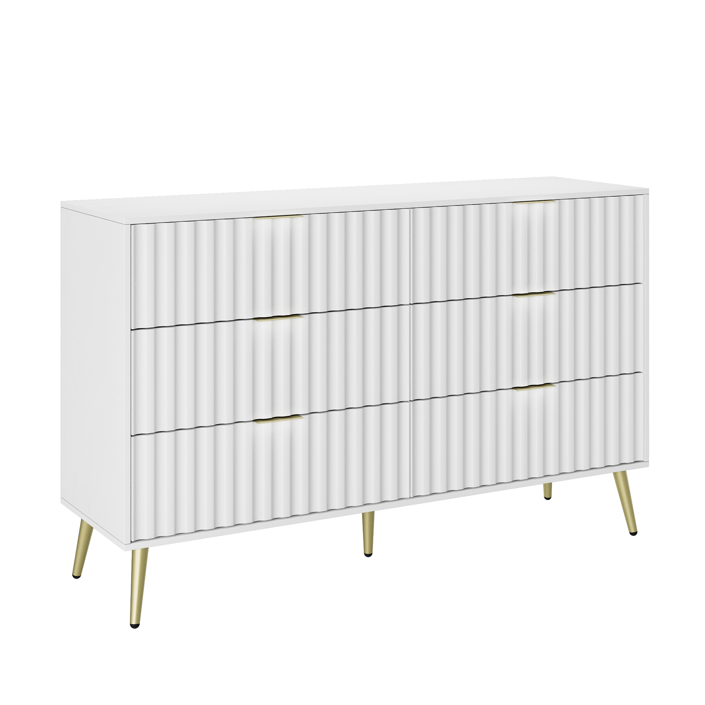 white Modern-6-Drawer for Living Room for Hallway Wide Chest of Drawers for Living Room