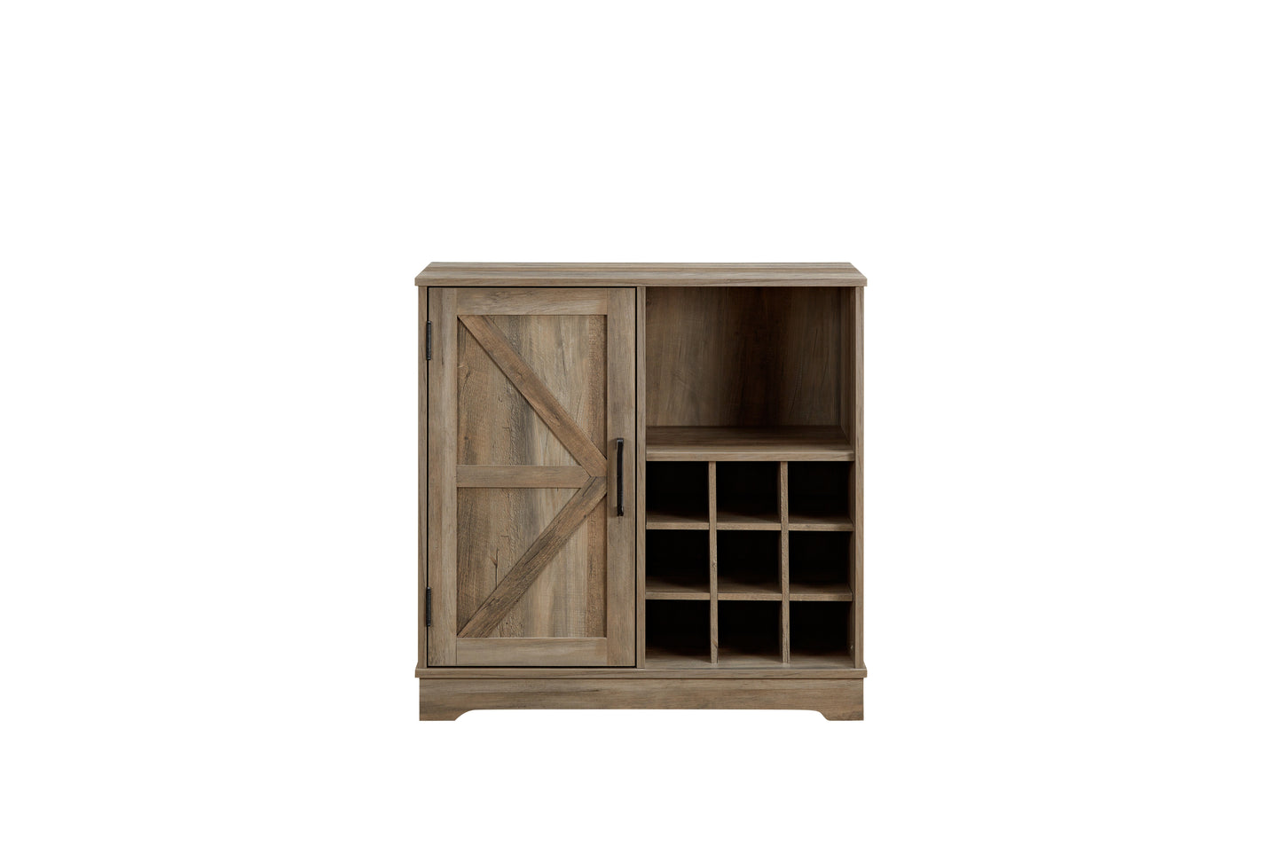 Farmhouse Coffee Bar Cabinet Bar Cabinet with Wine Rack Barn Door Buffet Sideboard Cabinet with Drawer, Adjustable Storage Shelves, Living Room, Dining Room 31.5*15.75*31.5Gray Wash