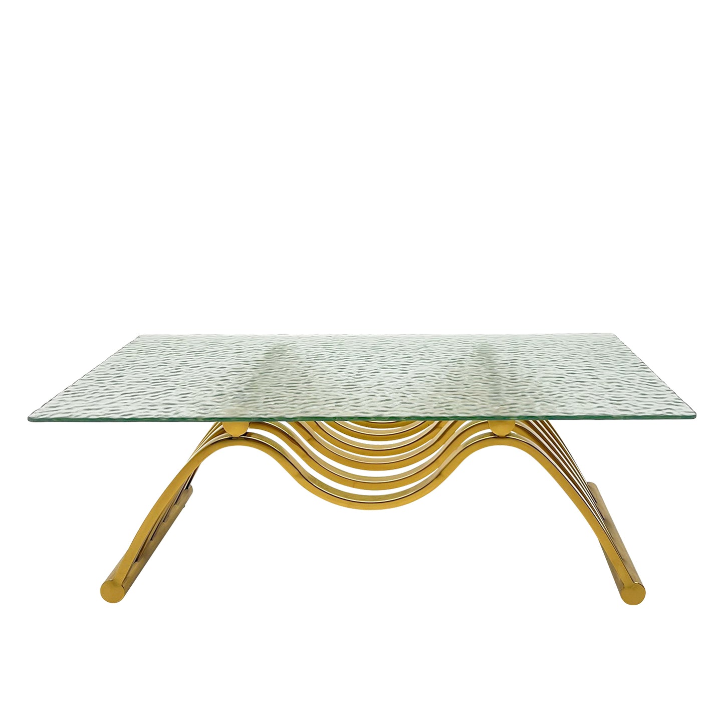 Modern Design GOLD Stainless Steel Frame Coffee Table Water Tempered Glass Coffee Table for Bedroom Living Room