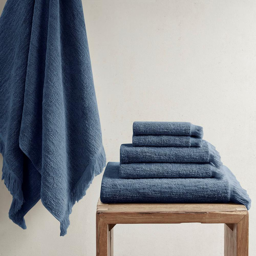 100% Cotton Dobby 6pcs Towel Set - Navy