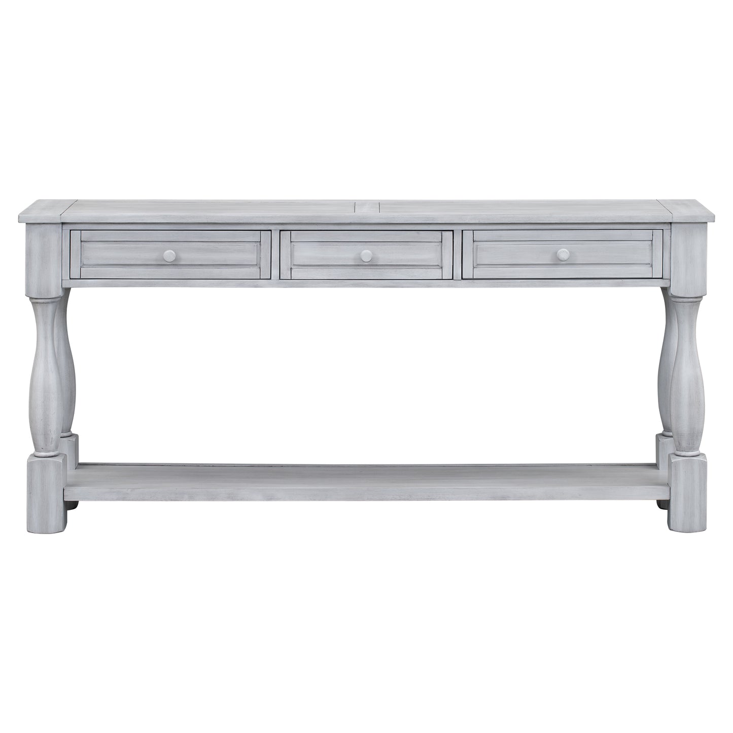 TREXM Console Table 64" Long Extra-thick Sofa Table with Drawers and Shelf for Entryway, Hallway, Living Room (Gray)