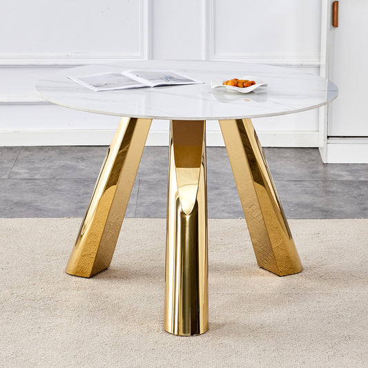 42' Luxury Sintered Stone Table: 0.45' Durable Top + 6' Steel Legs, 500lb Capacity, Stain/Heat-Resistant White/Gray Veined Surface - Modern Minimalist Design