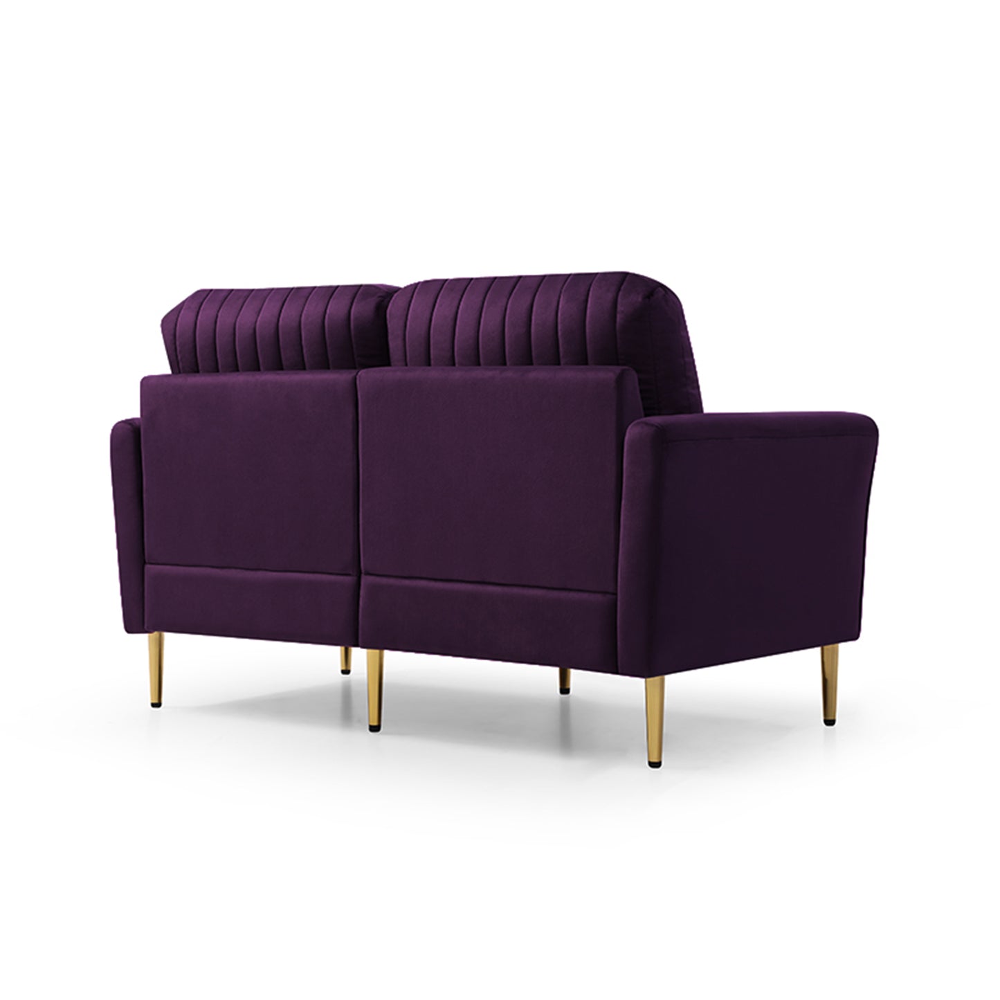 Purple Velvet Upholstered Round Arm Loveseat 2 Seat Sofa with 2 Throw Pillows
