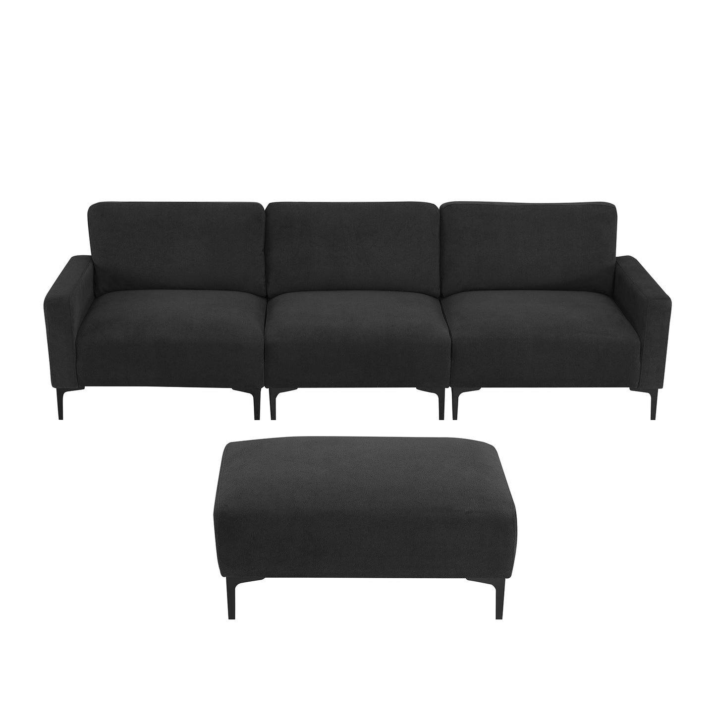 103.5*59" Modern L-shaped Sectional Sofa, 4-seat Velvet Fabric Couch Set with Convertible Ottoman,Freely Combinable Sofa for Living Room, Apartment, Office,Apartment,2 Colors