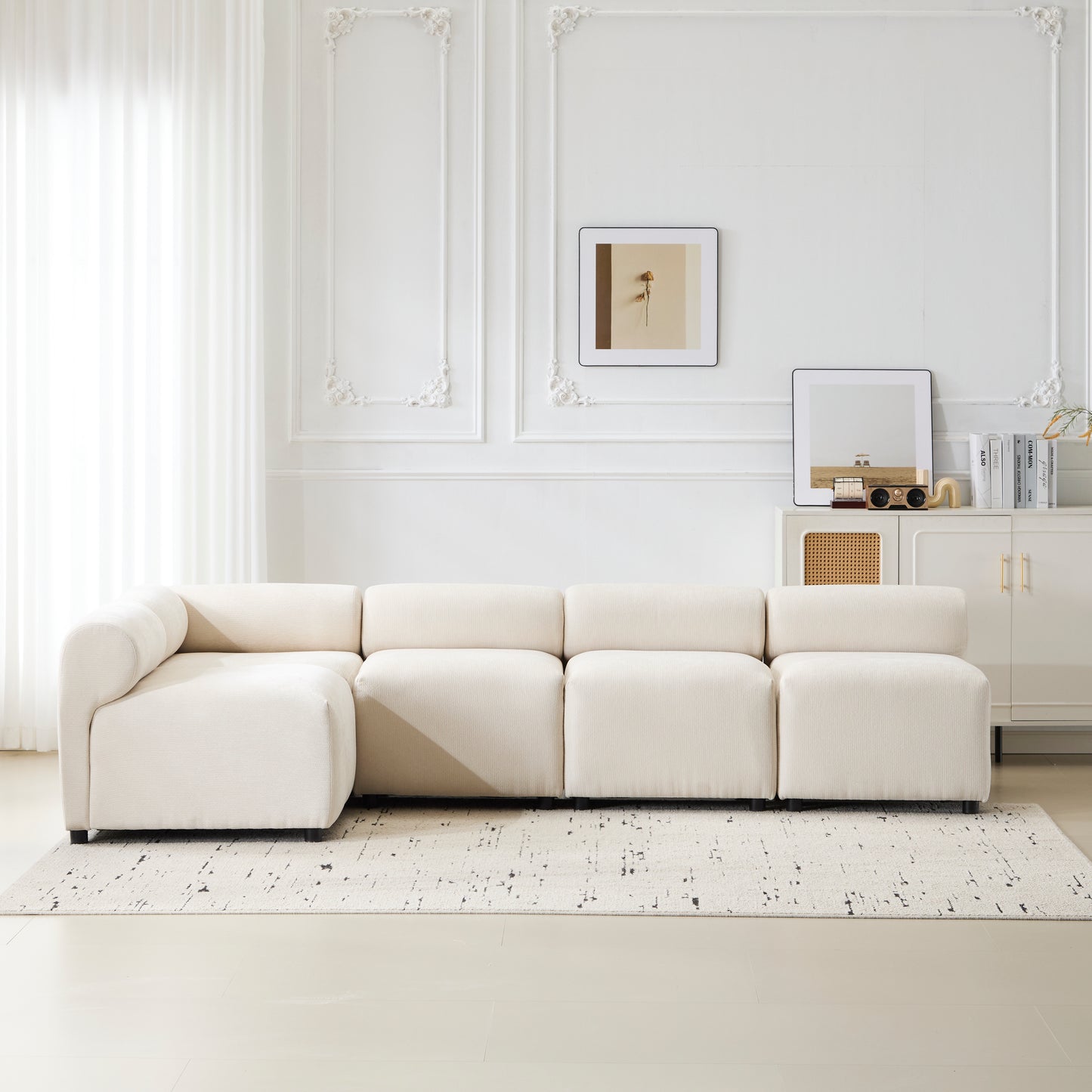 Evelyn 109 in.5-Piece L Shaped Modular Free Combination Sectional Sofa Couch for Living Rooms