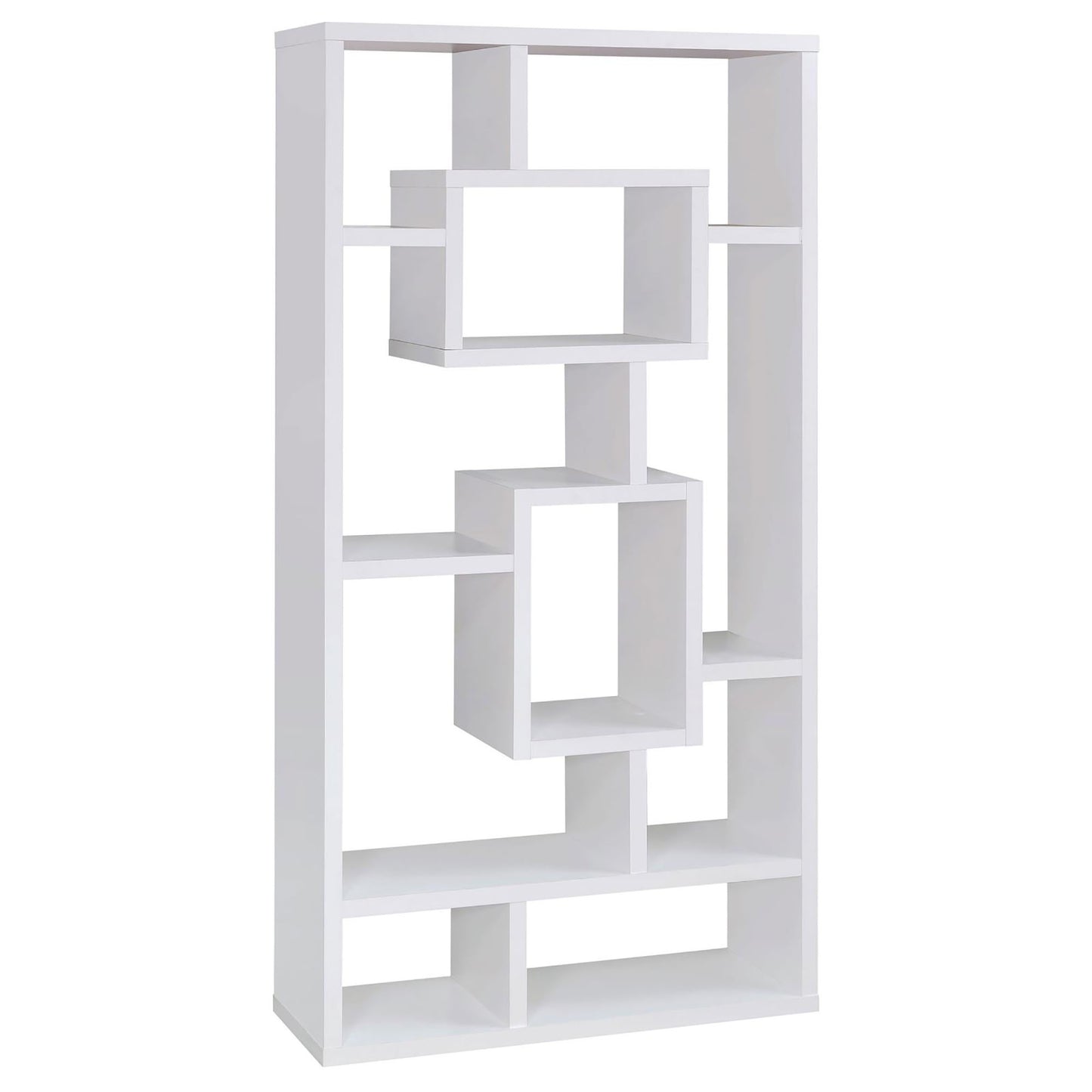 White 10-Shelf Open Back Bookcase