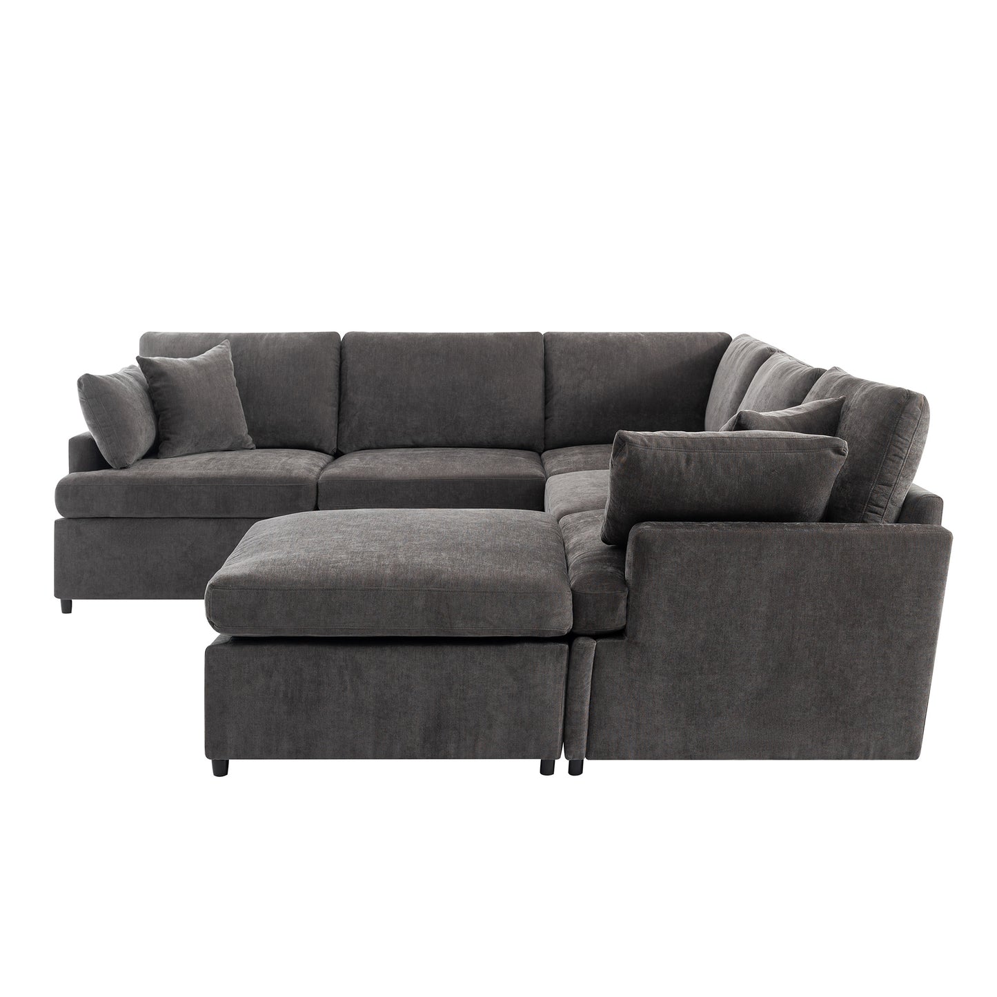 U_STYLE Modern Large U-Shape Sectional Sofa, with Removable Ottomans for Living Room (6-Seater)