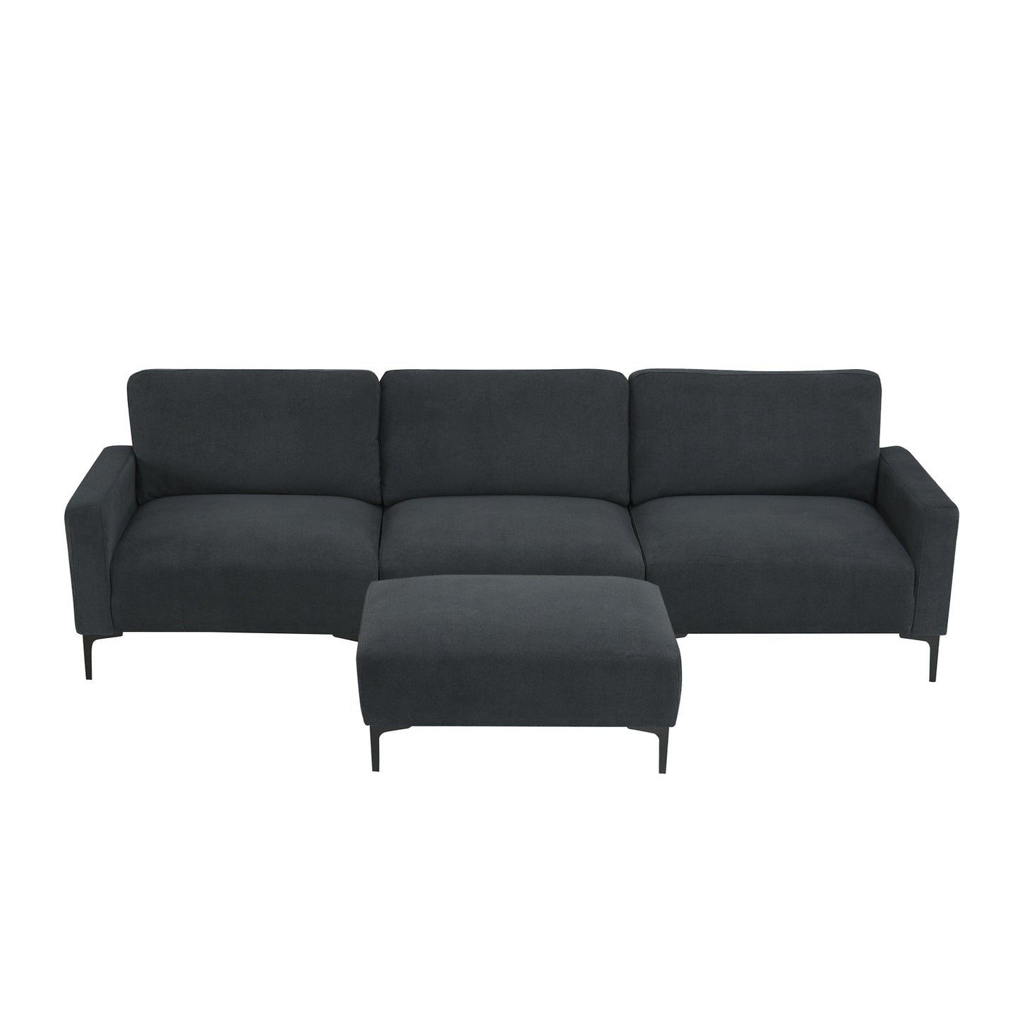 103.5*59" Modern L-shaped Sectional Sofa, 4-seat Velvet Fabric Couch Set with Convertible Ottoman,Freely Combinable Sofa for Living Room, Apartment, Office,Apartment,2 Colors