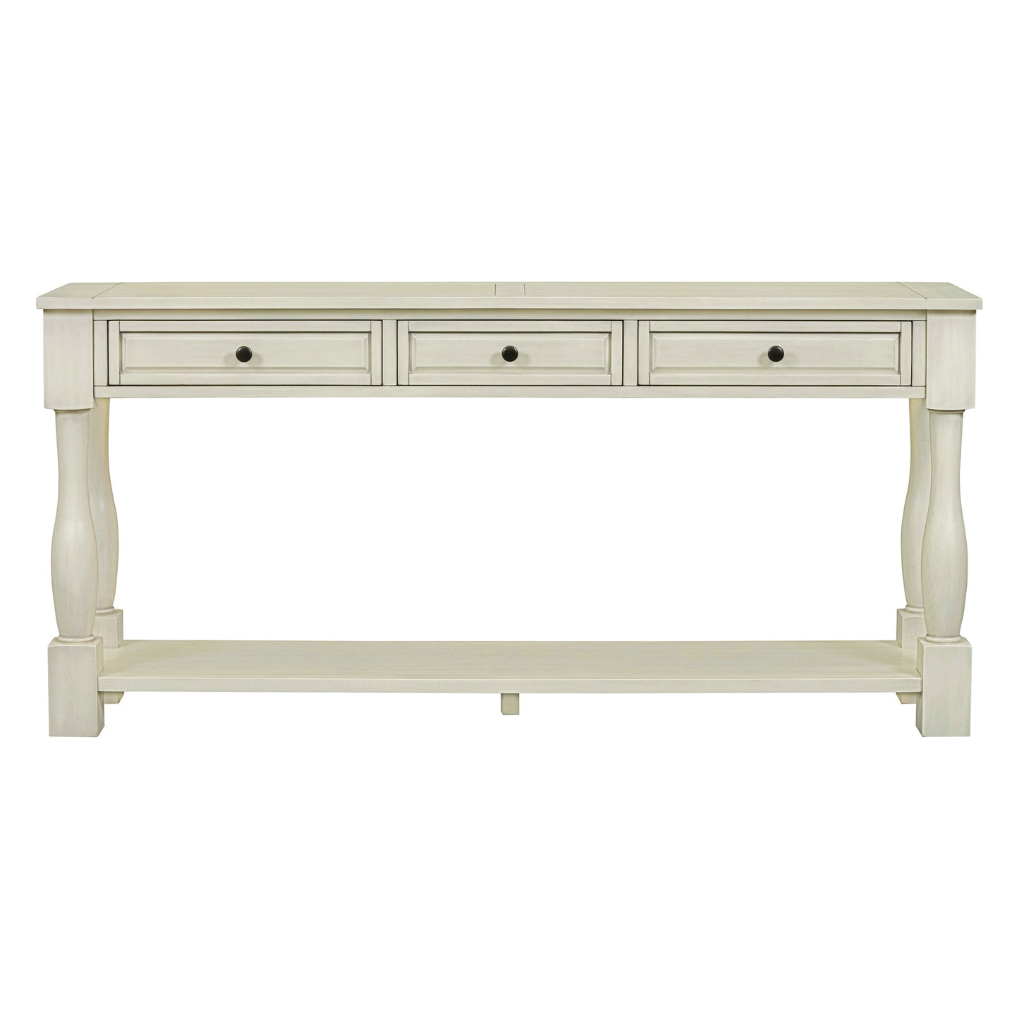 TREXM Console Table 63" Long Console Table with Drawers and Shelf for Entryway, Hallway, Living Room (Antique White, OLD SKU: WF193795AAK)