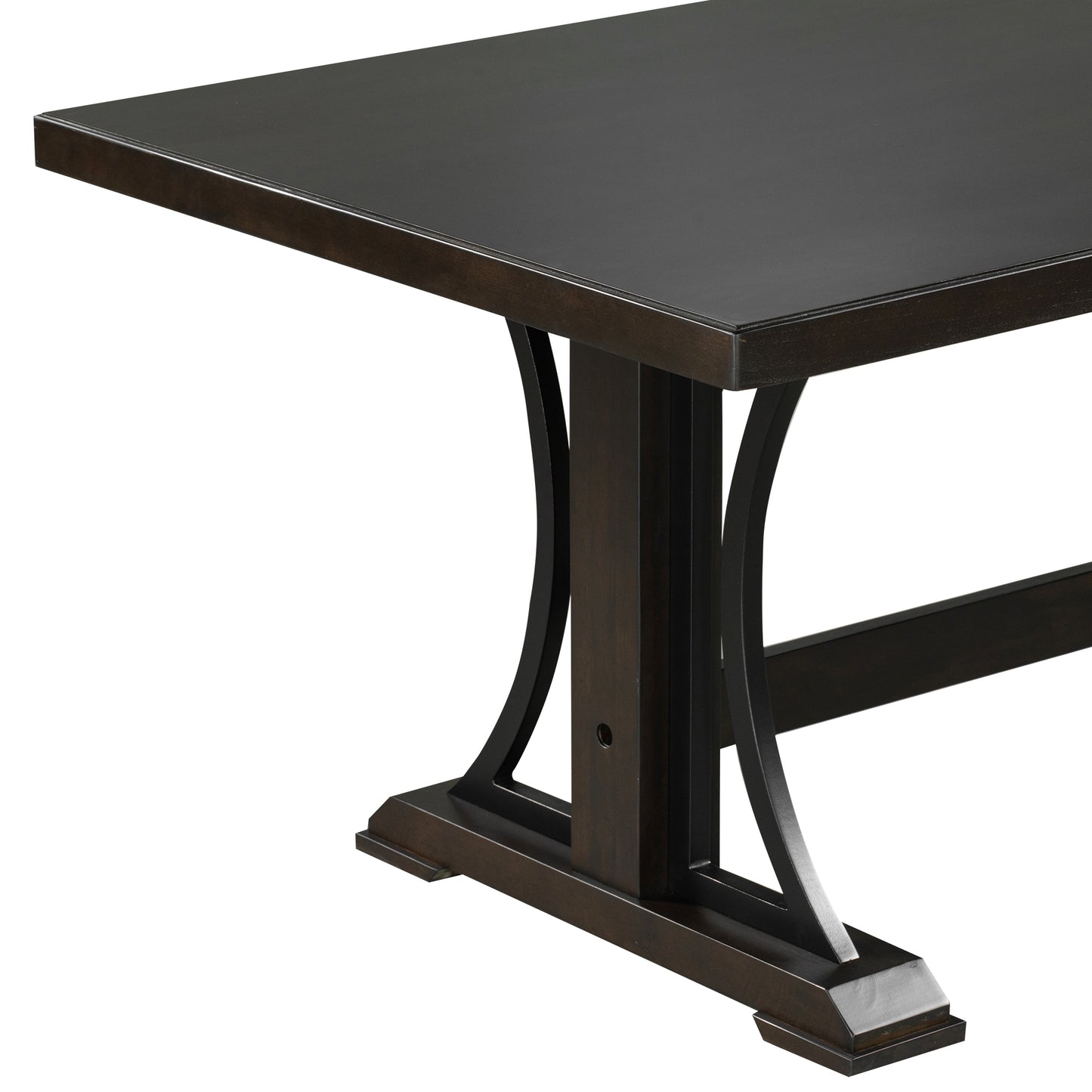 TREXM Retro Style Dining Table 78"Wood Rectangular Table, Seats up to 8 (Espresso)
