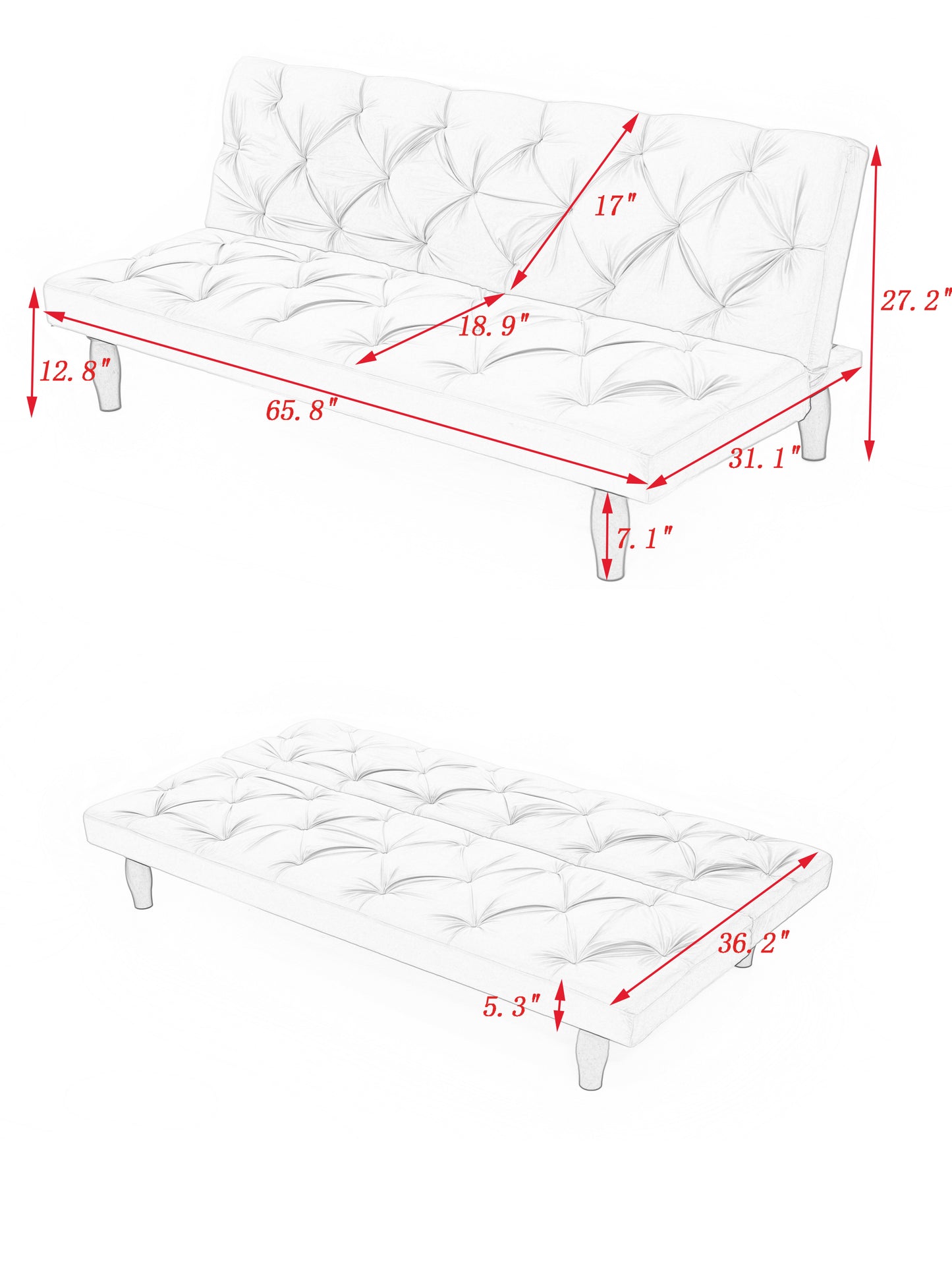 Sofa to Sofa Bed Transformation: 66" Pink Velvet Sofa Bed, Ideal for Family Living Rooms, Apartments & Bedrooms