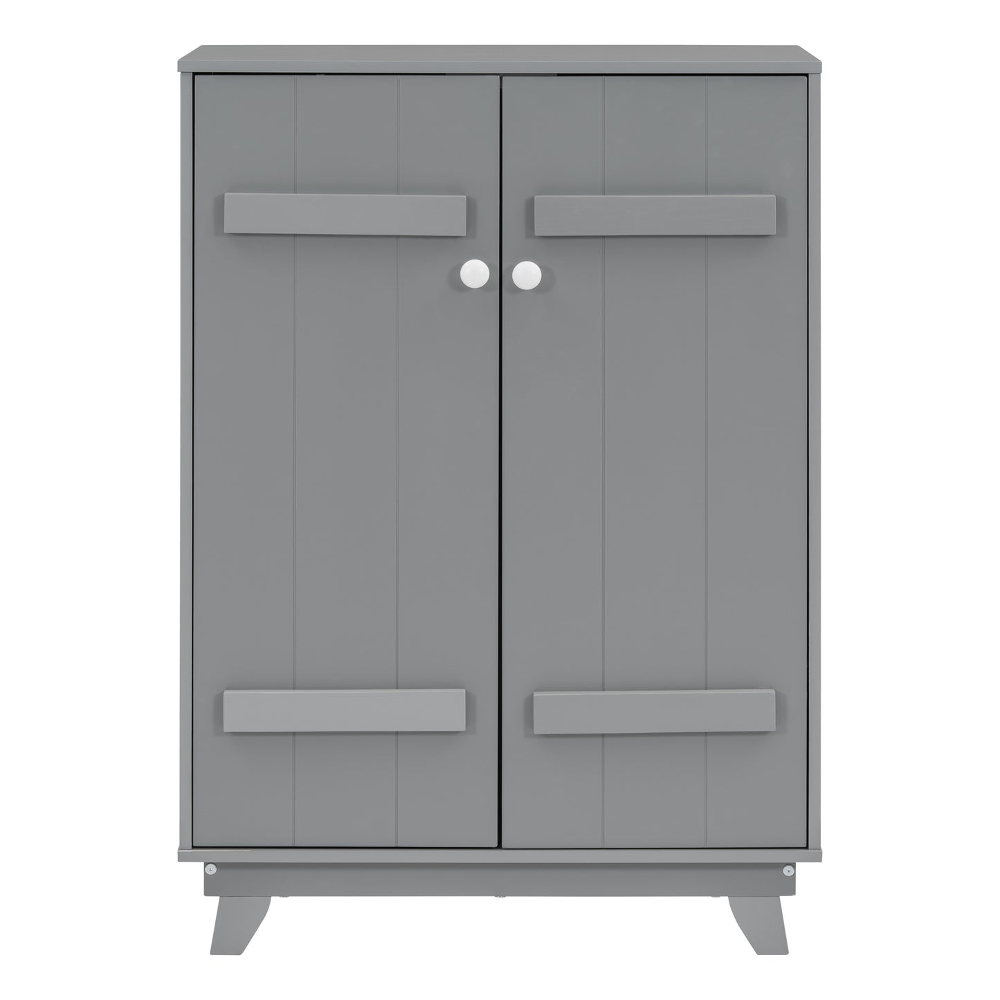 Wooden Wardrobe Cabinet with Hanging Rod, Storage Armoires with Doors,Gray