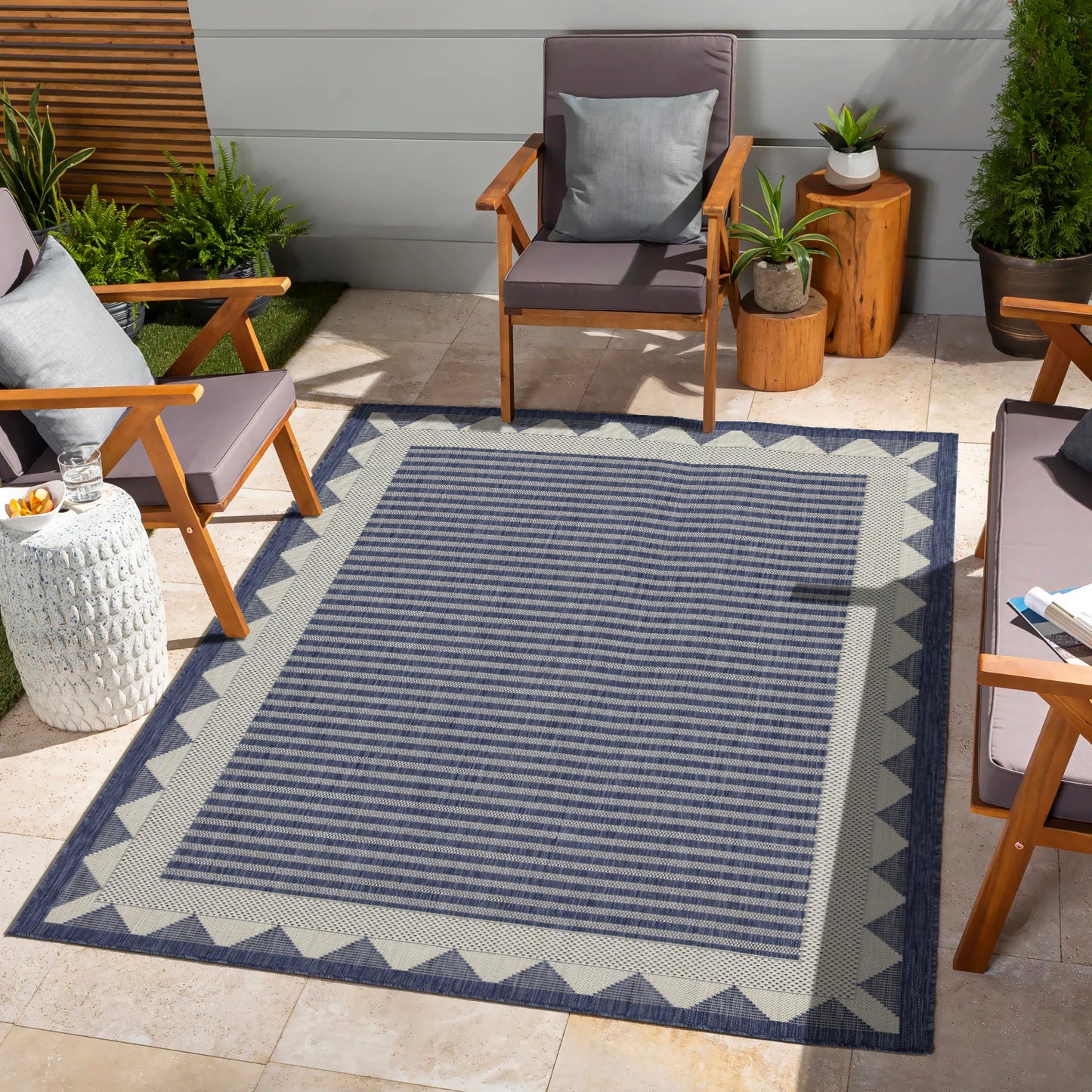 Sunshine GC_HAR2013 Blue 5 ft. 3 in. x 7 ft. 3 in. Indoor/Outdoor Area Rug