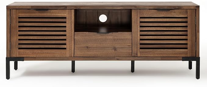 Bme Millie Solid Wood TV Stand for TVs up to 65 Inches, Modern Farmhouse TV Stand with Rustic Charm, TV Stands for Living Room, Chestnut