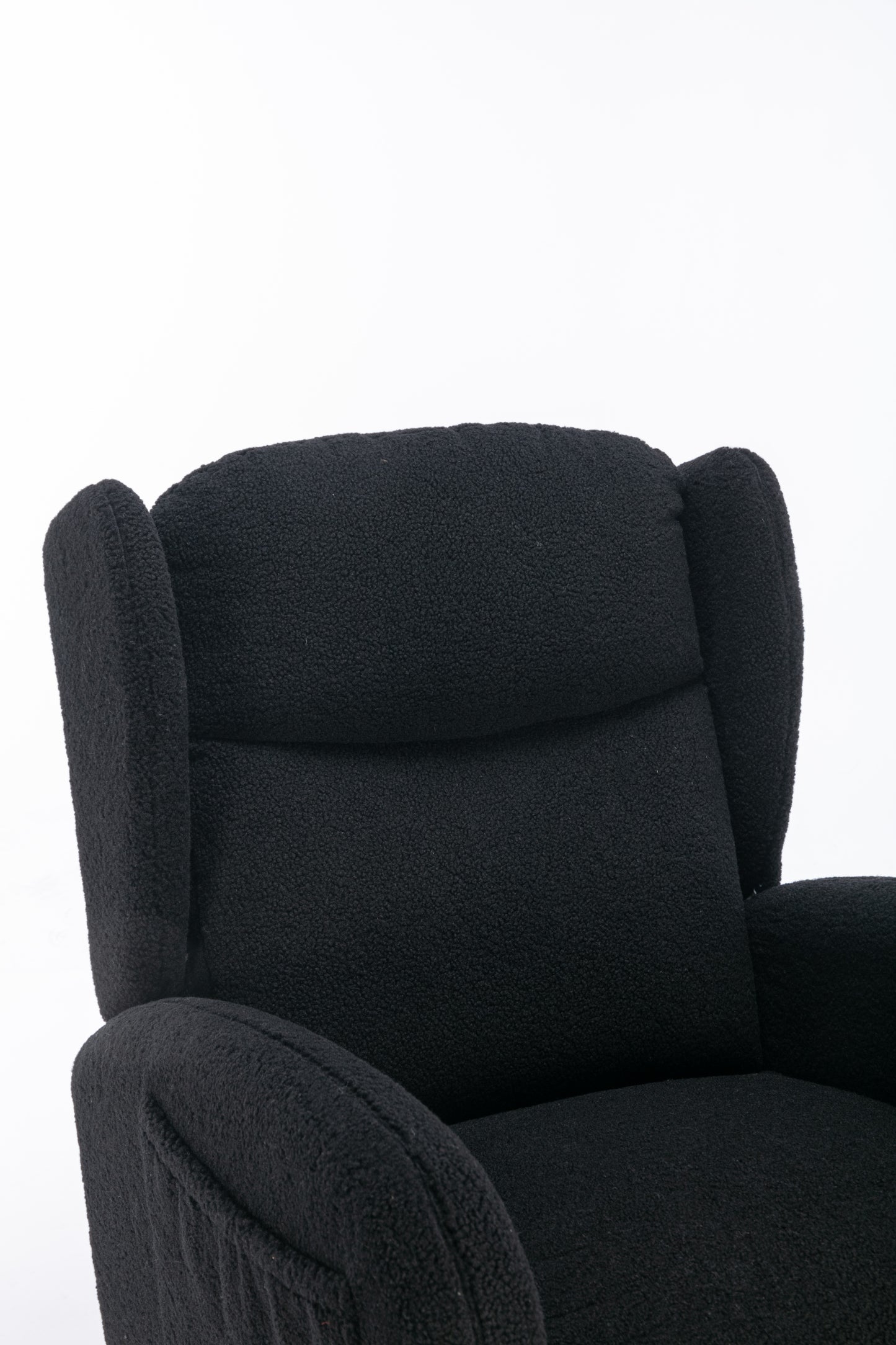 049-Teddy Fabric Rocking Chair With Packet Wood Legs,Black