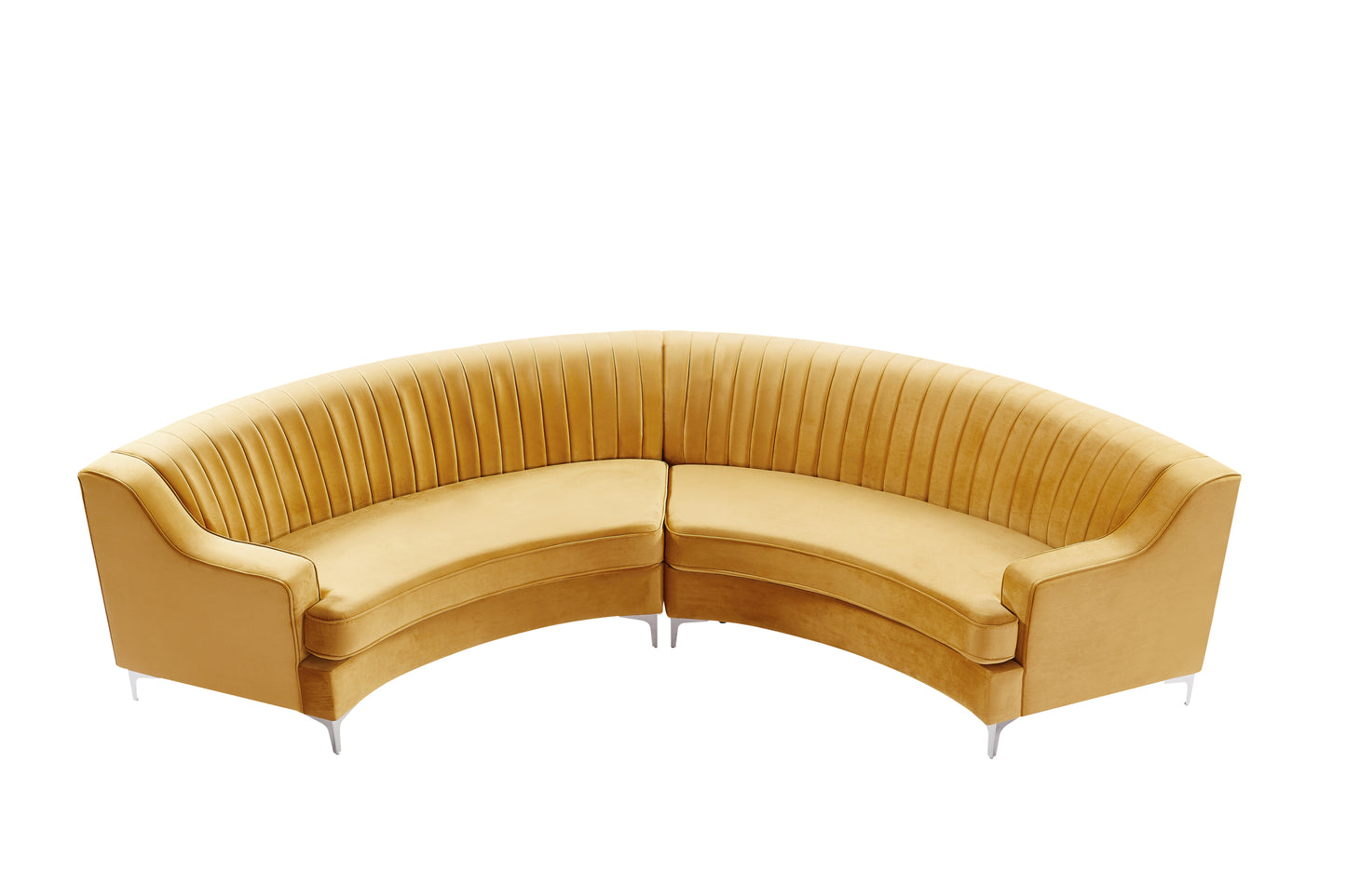 Gold Velvet Curved Sofa
