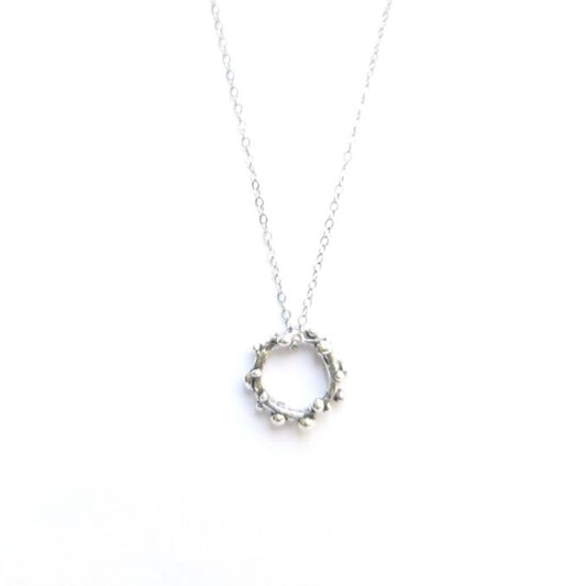 Dotted Neck Ring Pendant Necklace|Sterling Silver