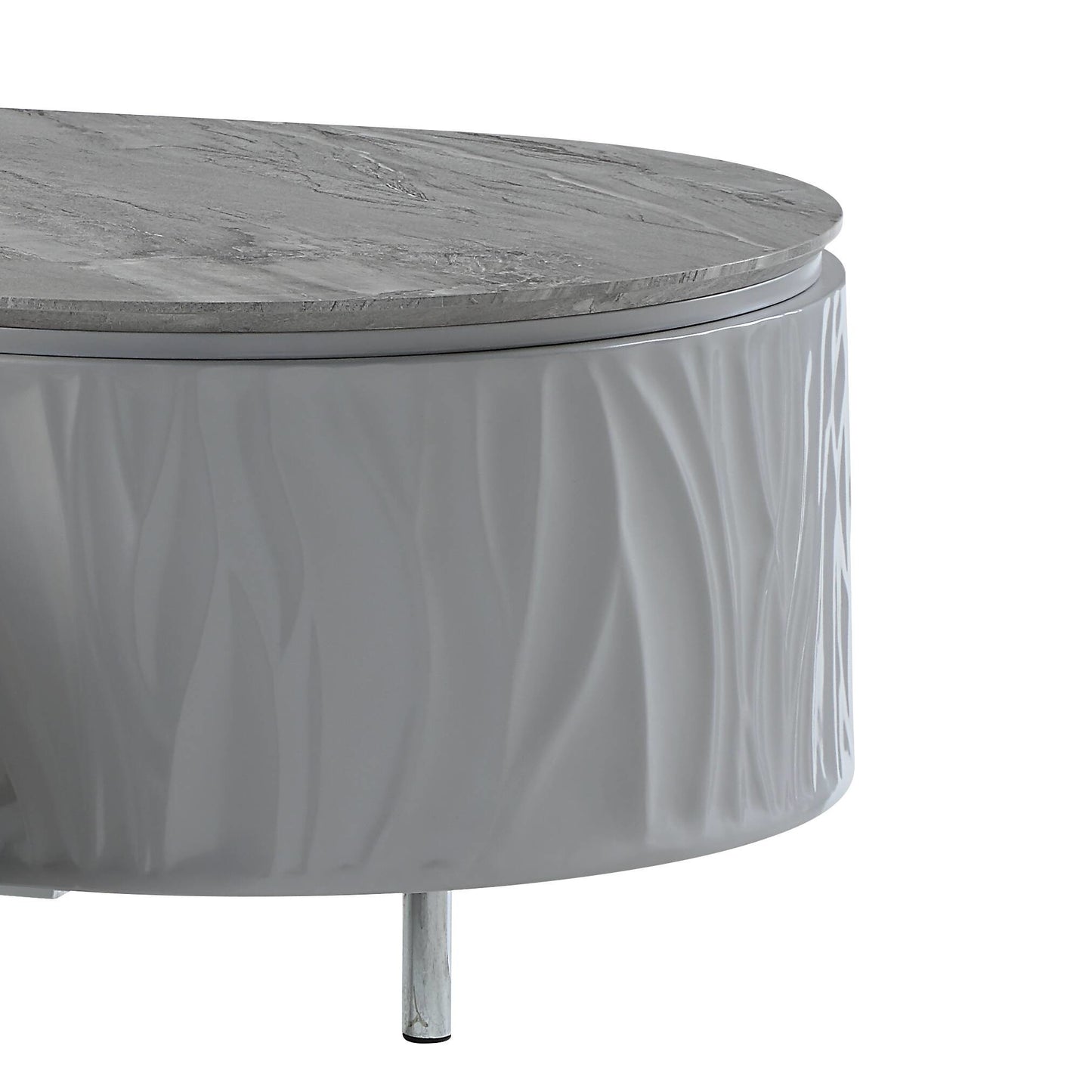 Grey High Gloss and Chrome Coffee Table