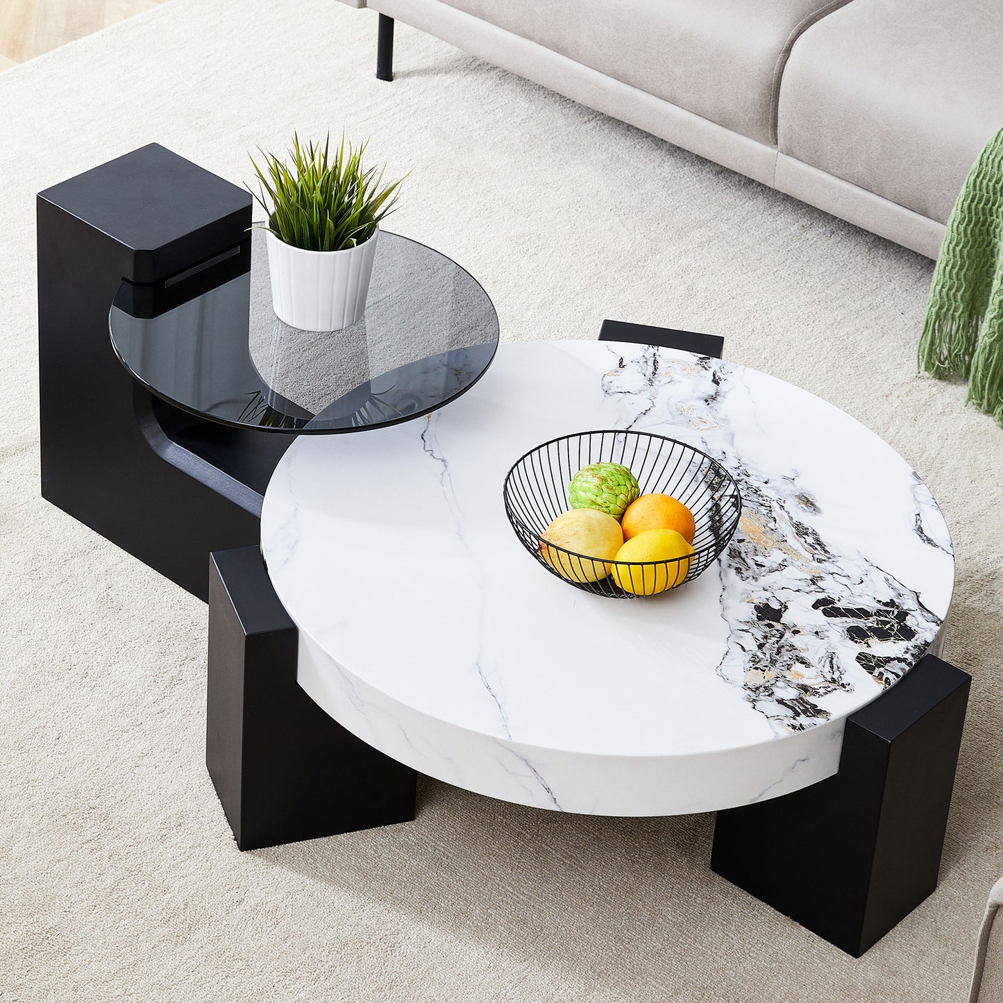 The detachable double-decker coffee table, the stylish design is more precious, and the detachable design can make the use of space more flexible and suitable for various scenes.