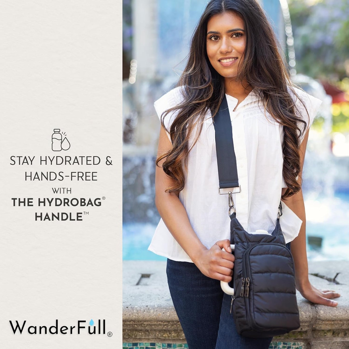 HydroBag® HANDLE®- Black Matte with Vegan Leather Trimmed Strap