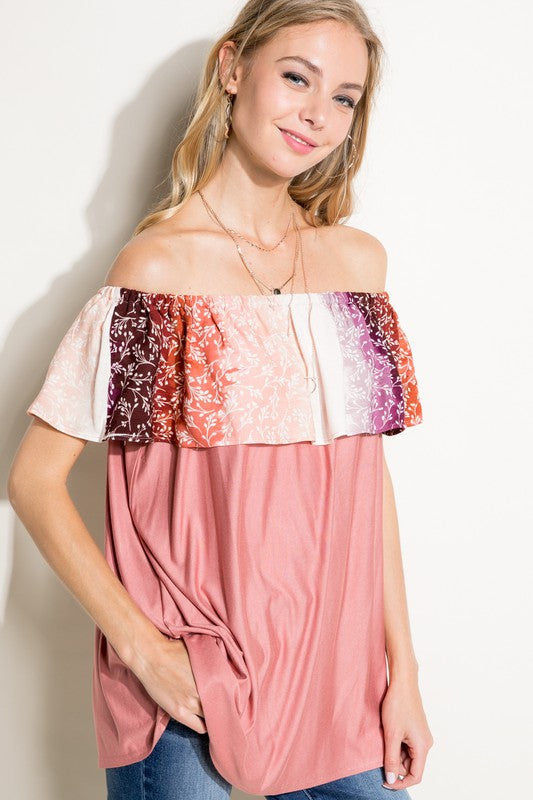 OMBRE TIE DYE OFF SHOULDER TOP