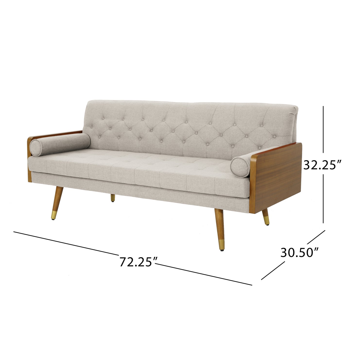 Aidan Mid Century Modern Tufted Fabric Sofa