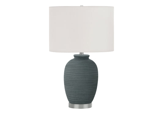 Lighting, 24'h, Table Lamp, Blue Ceramic, Ivory / Cream Shade, Contemporary