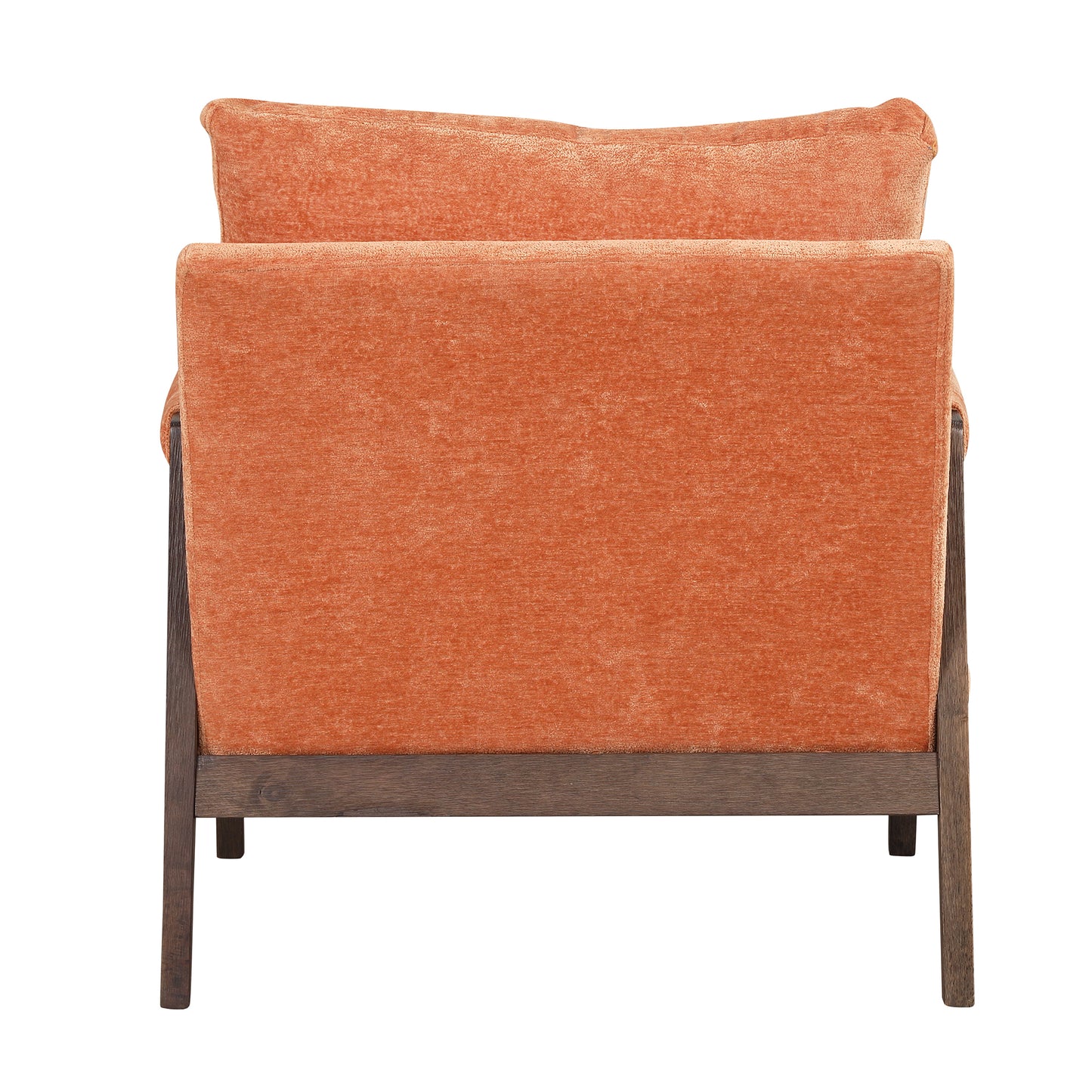 Mid-Century Modern Velvet Accent Chair,Leisure Chair with Solid Wood and Thick Seat Cushion for Living Room,Bedroom,Studio,Orange