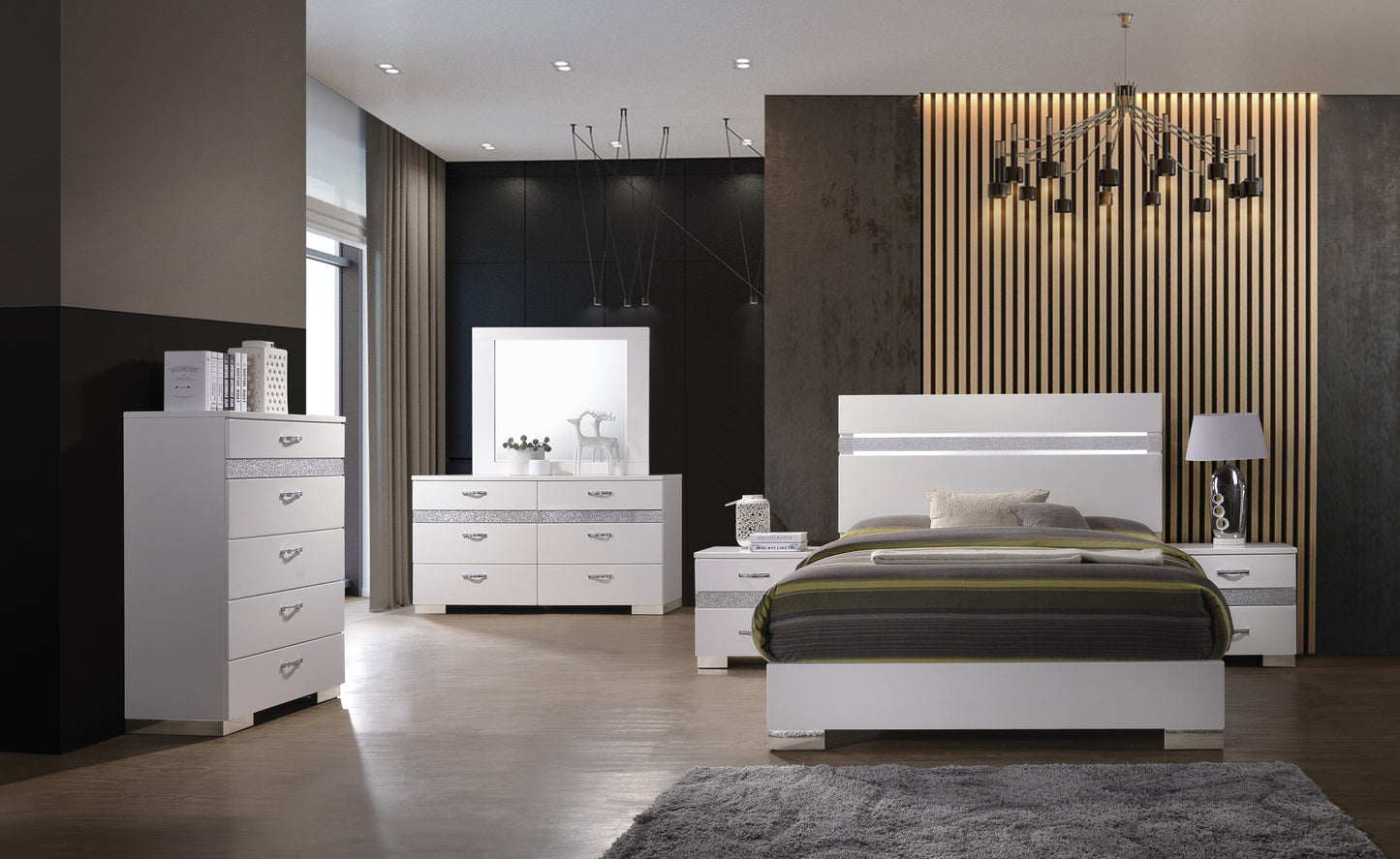 White High Gloss Queen Bed