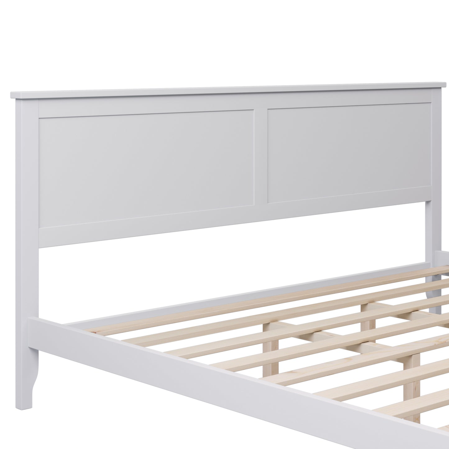 Modern White Solid Wood King Platform Bed