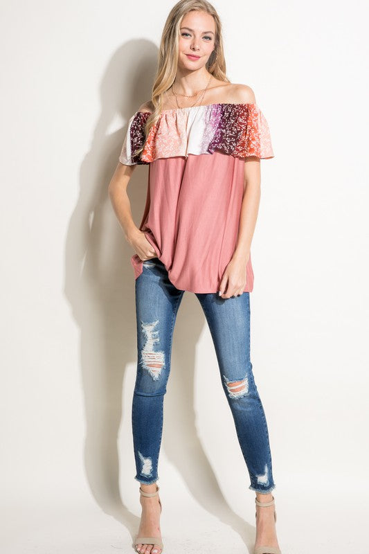 OMBRE TIE DYE OFF SHOULDER TOP