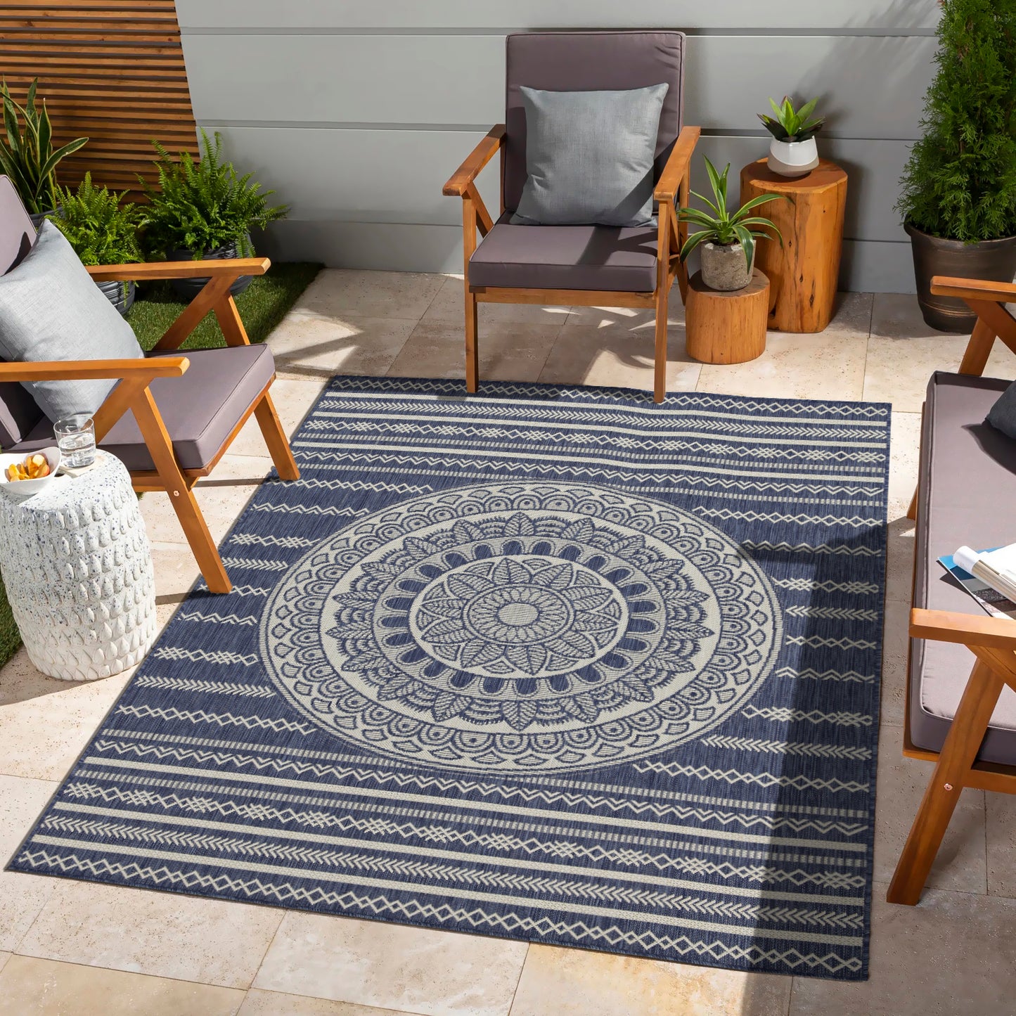 Sunshine GC_HAR2016 Blue 5 ft. 3 in. x 7 ft. 3 in. Indoor/Outdoor Area Rug