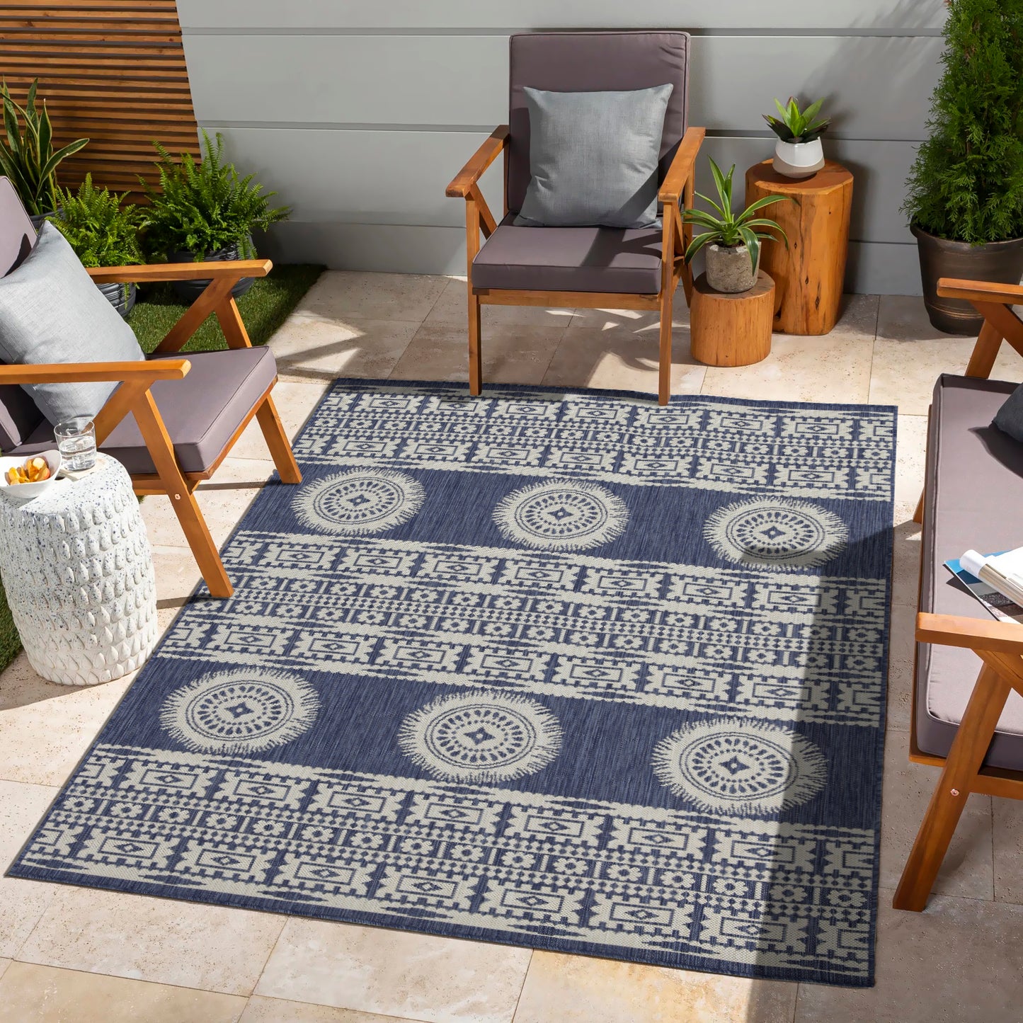 Sunshine GC_HAR2022 Blue 5 ft. 3 in. x 7 ft. 3 in. Indoor/Outdoor Area Rug