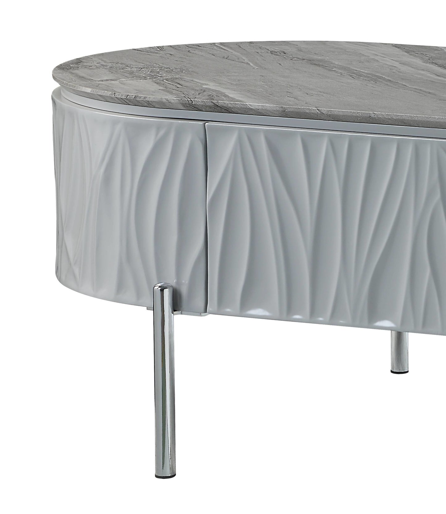 Grey High Gloss and Chrome Coffee Table