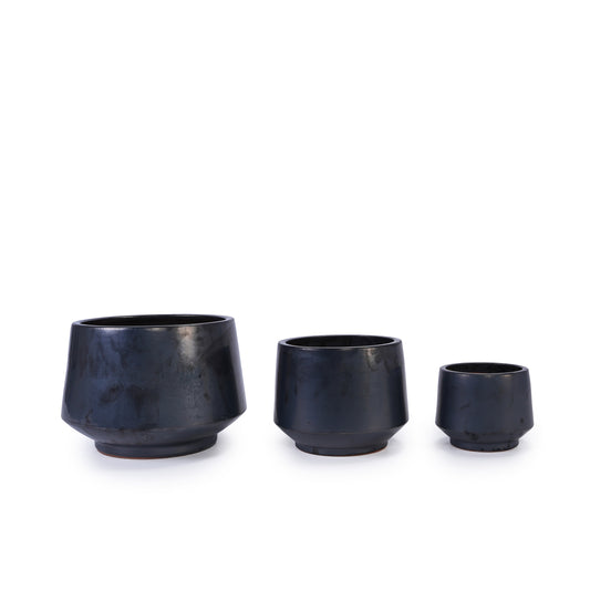 3 Pieces Ceramic Flowerpot, Modern Planter for Patio, Garden or Windowsills - Antique Gray