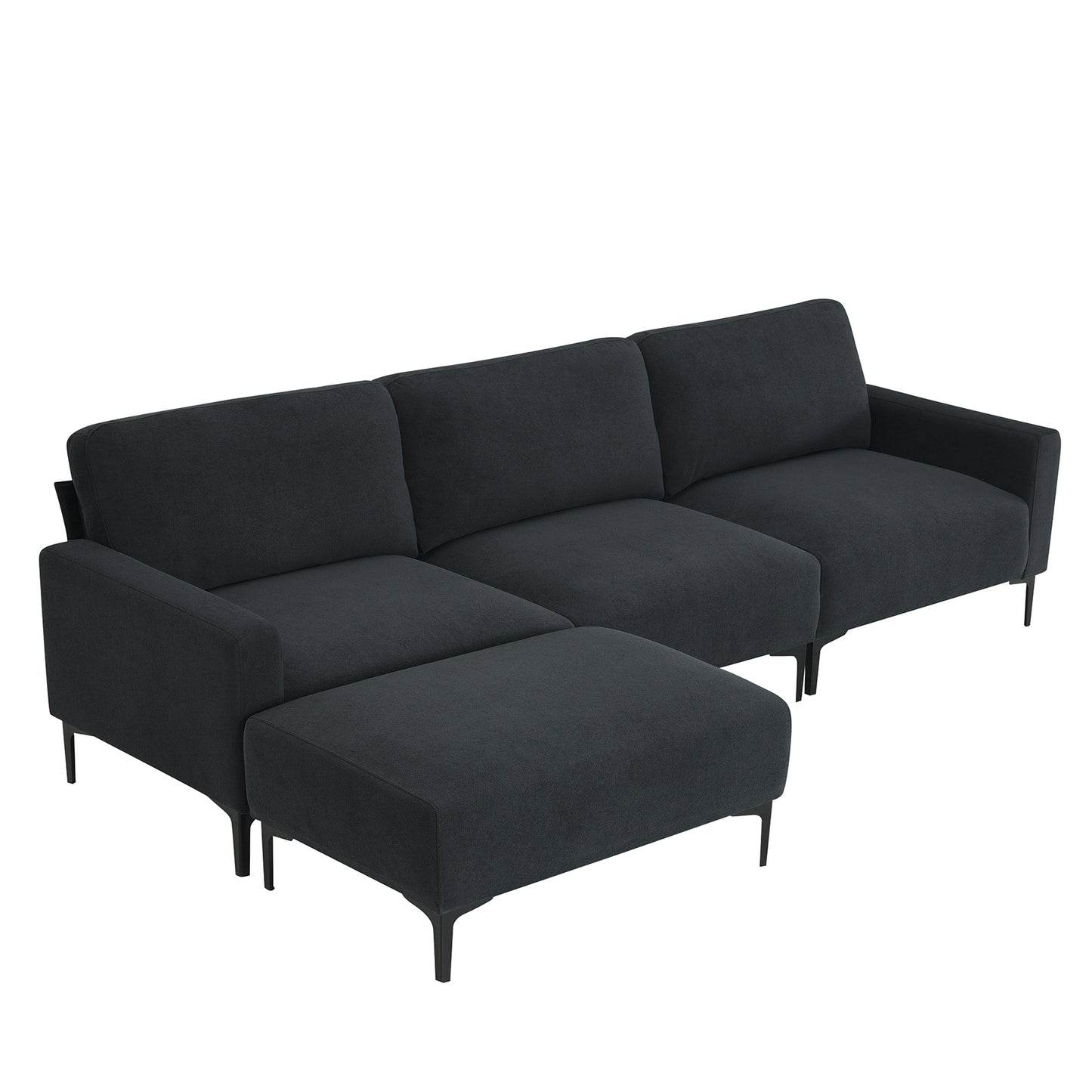 103.5*59" Modern L-shaped Sectional Sofa, 4-seat Velvet Fabric Couch Set with Convertible Ottoman,Freely Combinable Sofa for Living Room, Apartment, Office,Apartment,2 Colors