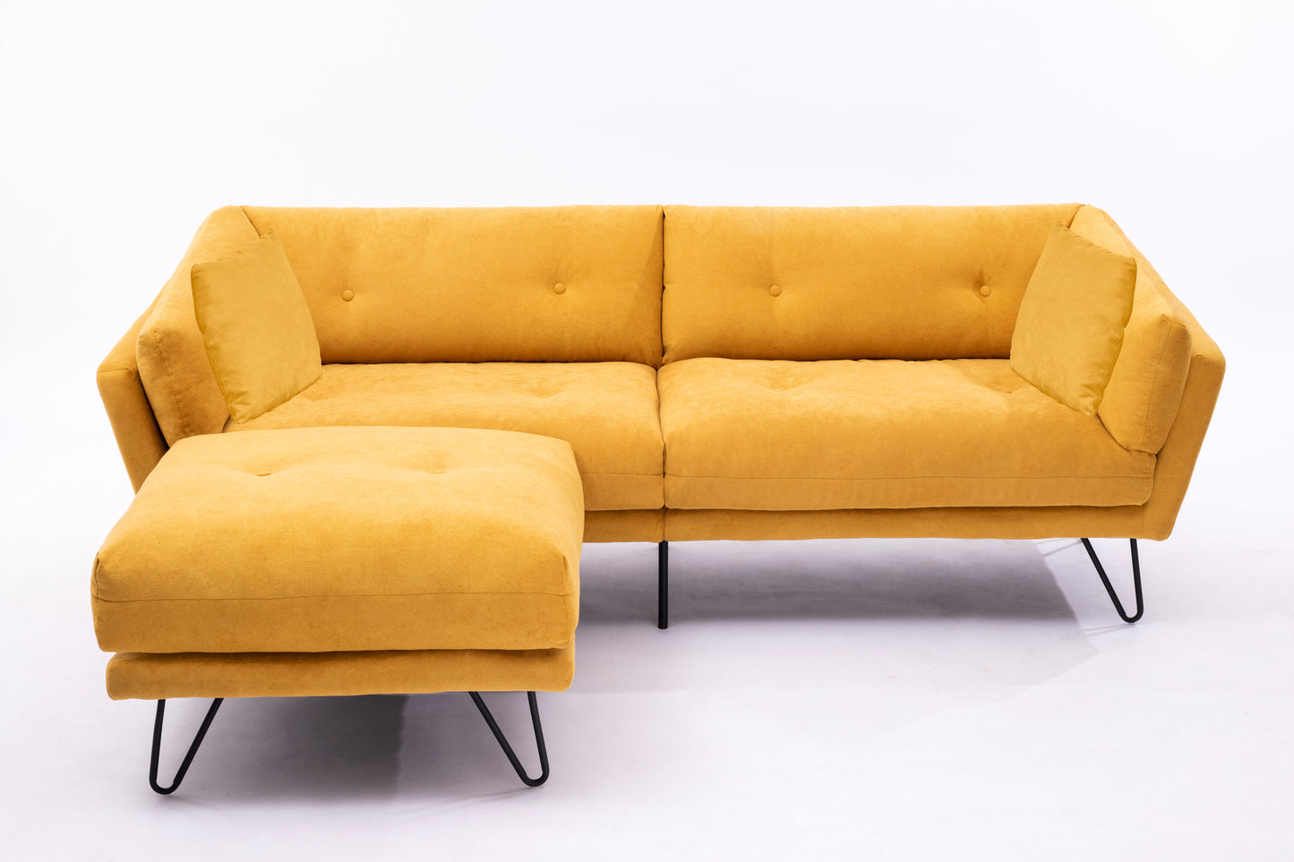 2148 sofa includes 2 pillows 85.8" yellow chenille fabric sofa for small spaces