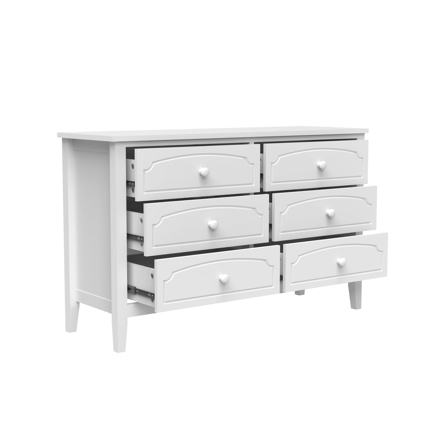White Contemporary Roman Style, Solid Wood 6 Drawers Dresser Cabinet, Vanity Desk, Makeup Table With Drawers, Living Room Buffet, Storage Organizer Cabinet, Big Dresser. Paint Sprayed Finishing