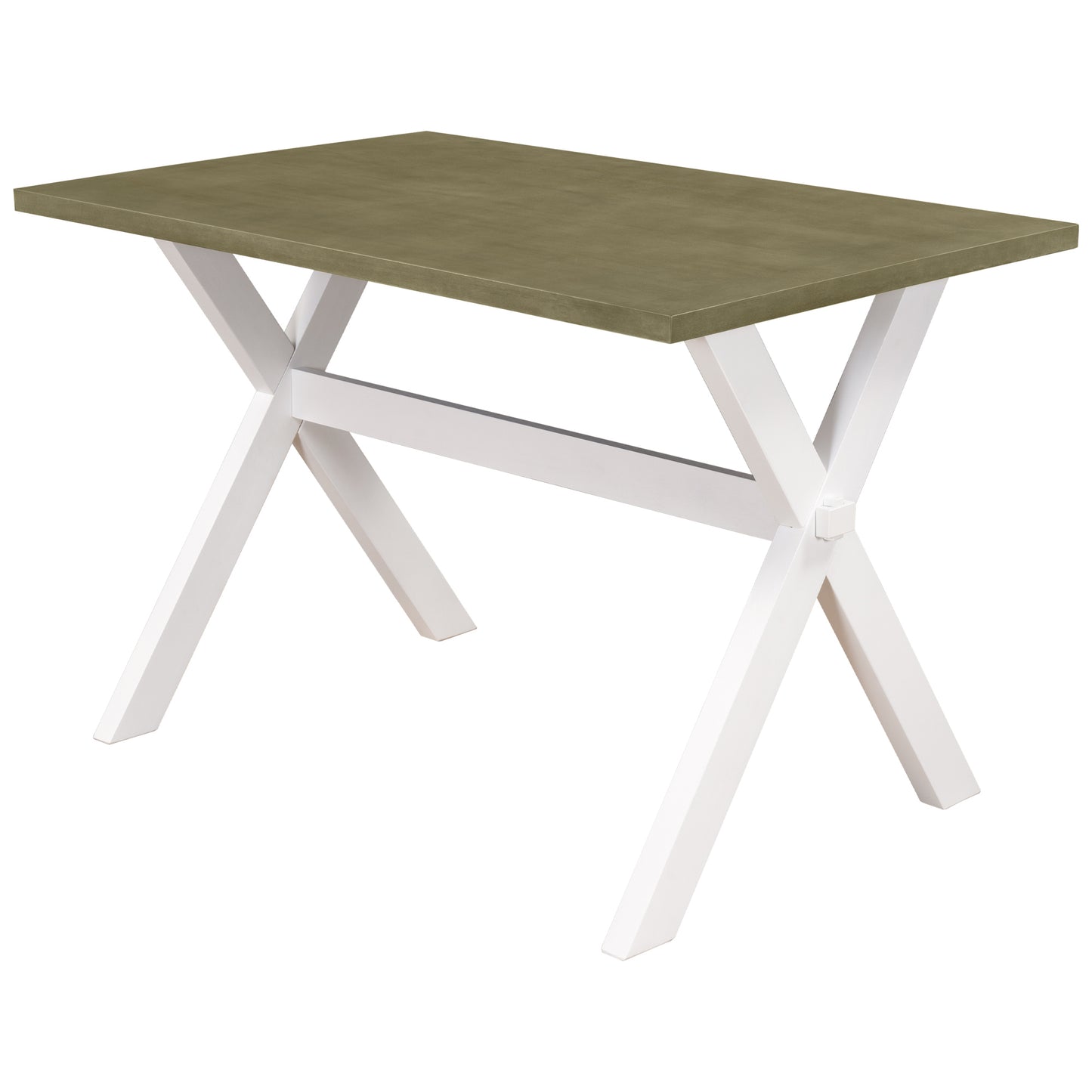 TOPMAX Farmhouse Rustic Wood Kitchen Dining Table with X-shape Legs, Gray Green