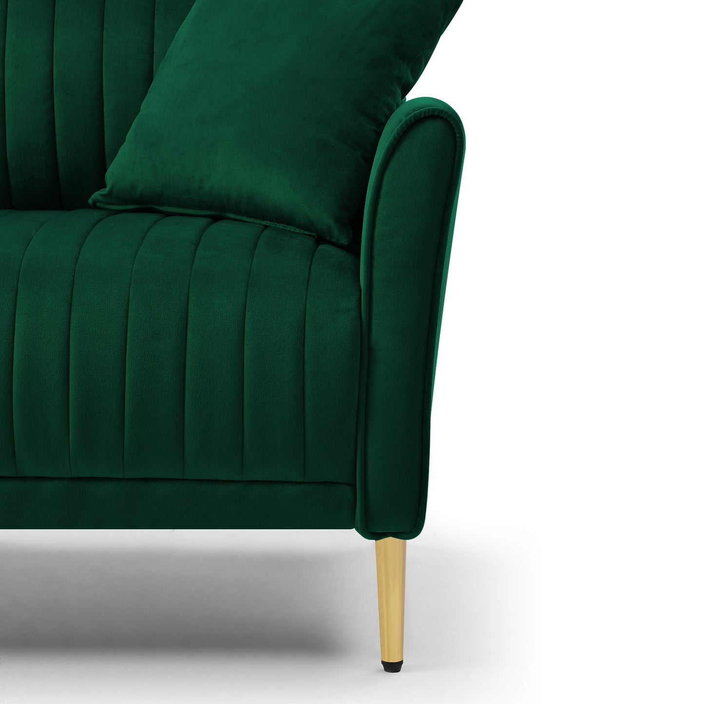 Channel Tufted Green Velvet Singel Living Room Sofa Accent Chair
